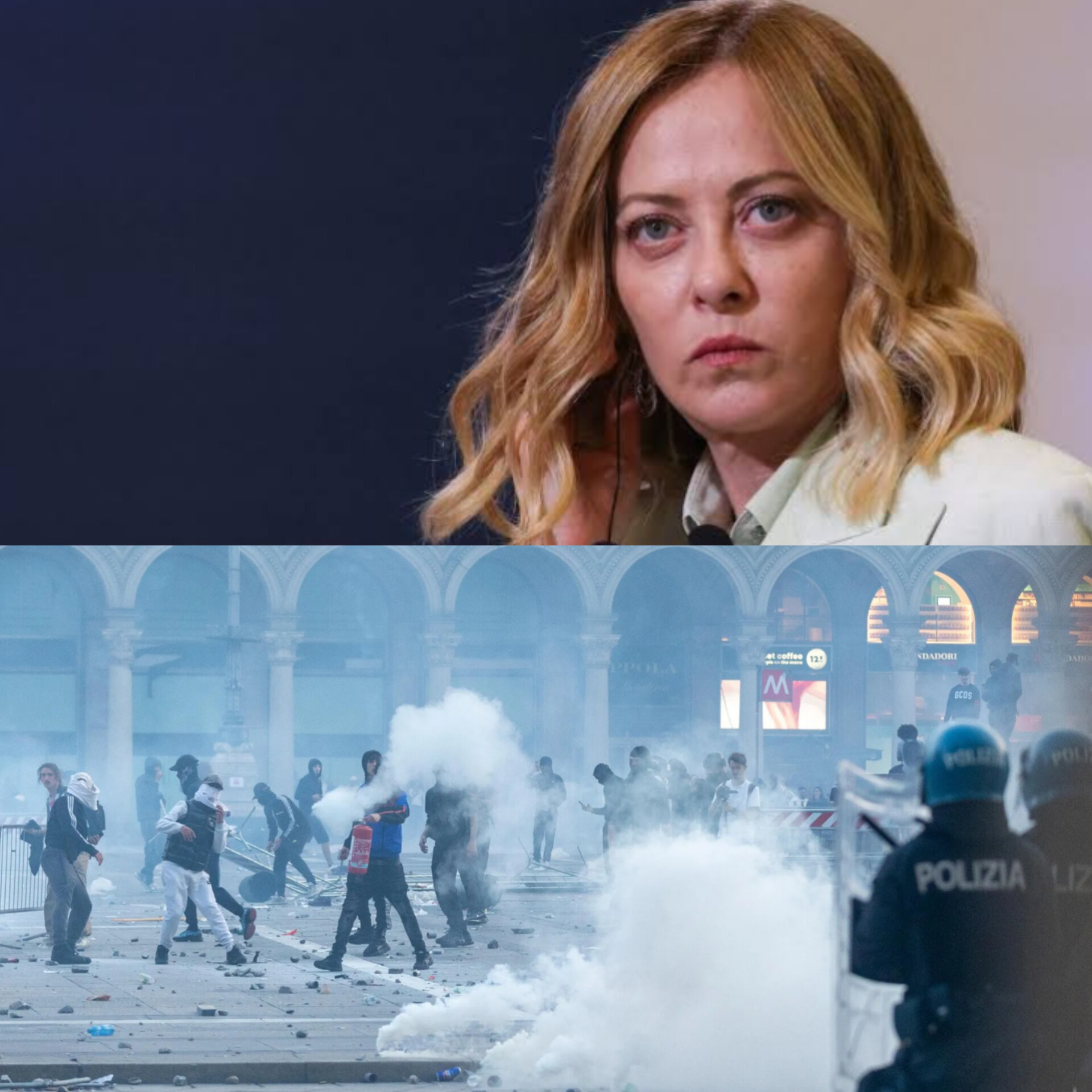 Image in @MarioNawfal's post: 🚨🇮🇹 Italy is giving police sweeping NEW powers after violent riots erupted across Milan and other c…