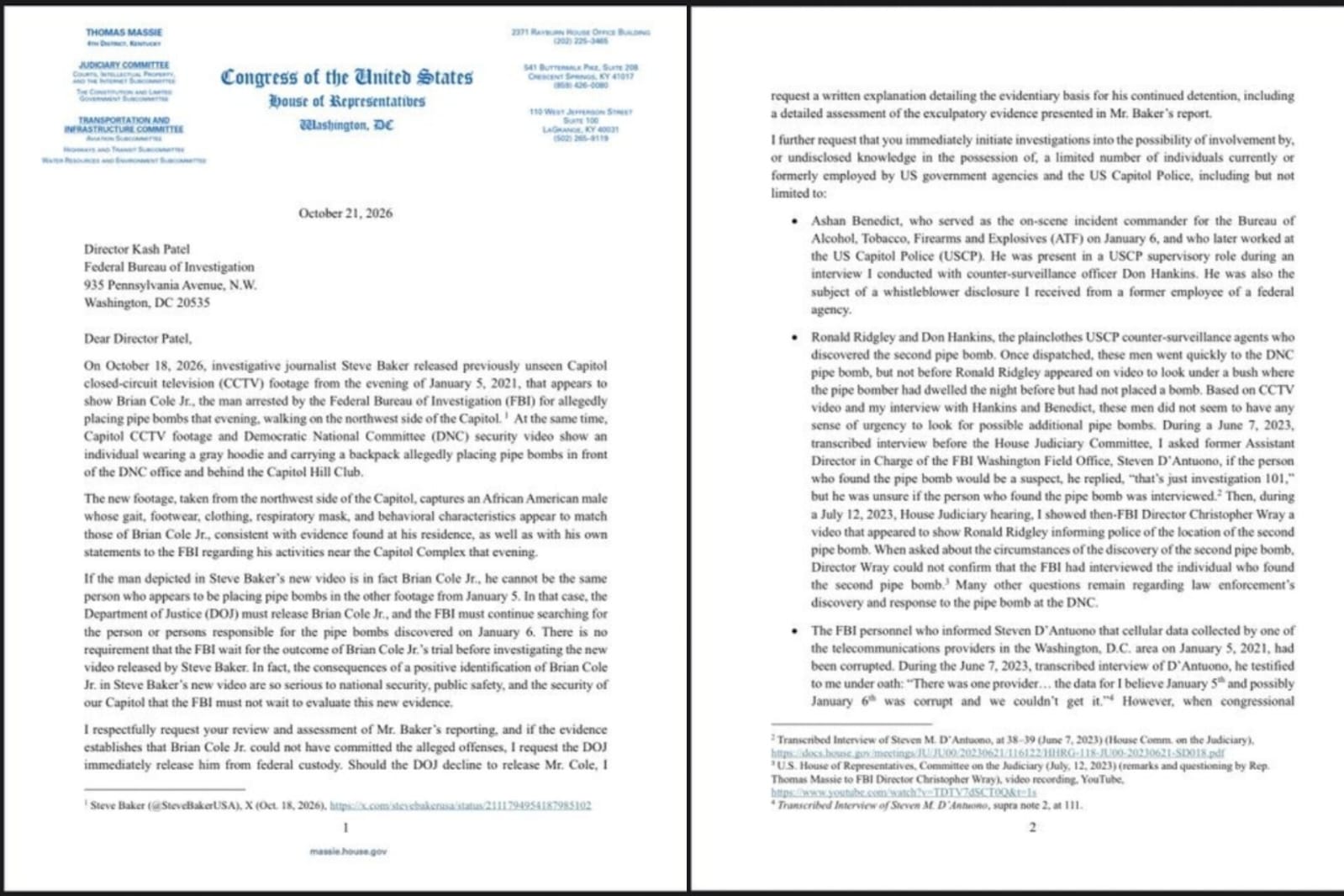 Image in @MarioNawfal's post: 🚨🇺🇸 The FBI is being asked to review new footage placing the January 6 pipe bomber on the completel…