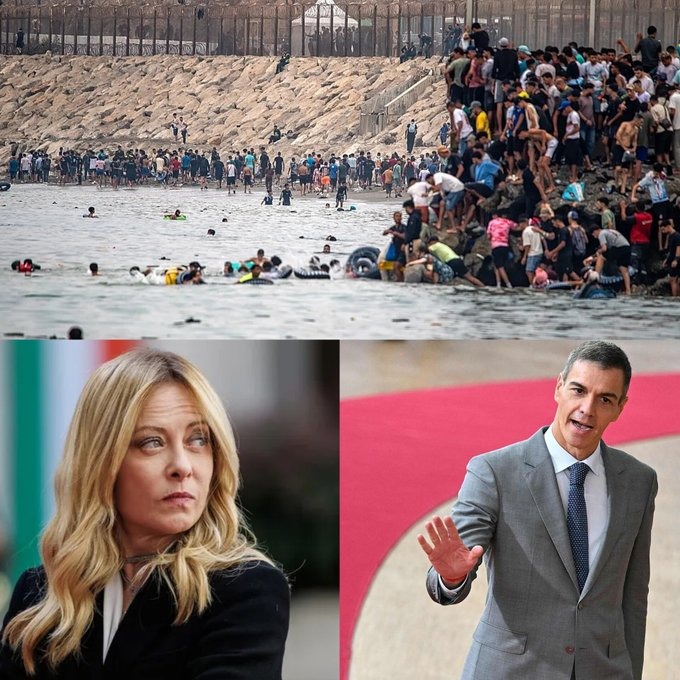 Image in @MarioNawfal's post: 🇮🇹🇪🇸 Italy and Spain are ENDING the border controls imposed after the massive migrant INVASION of C…