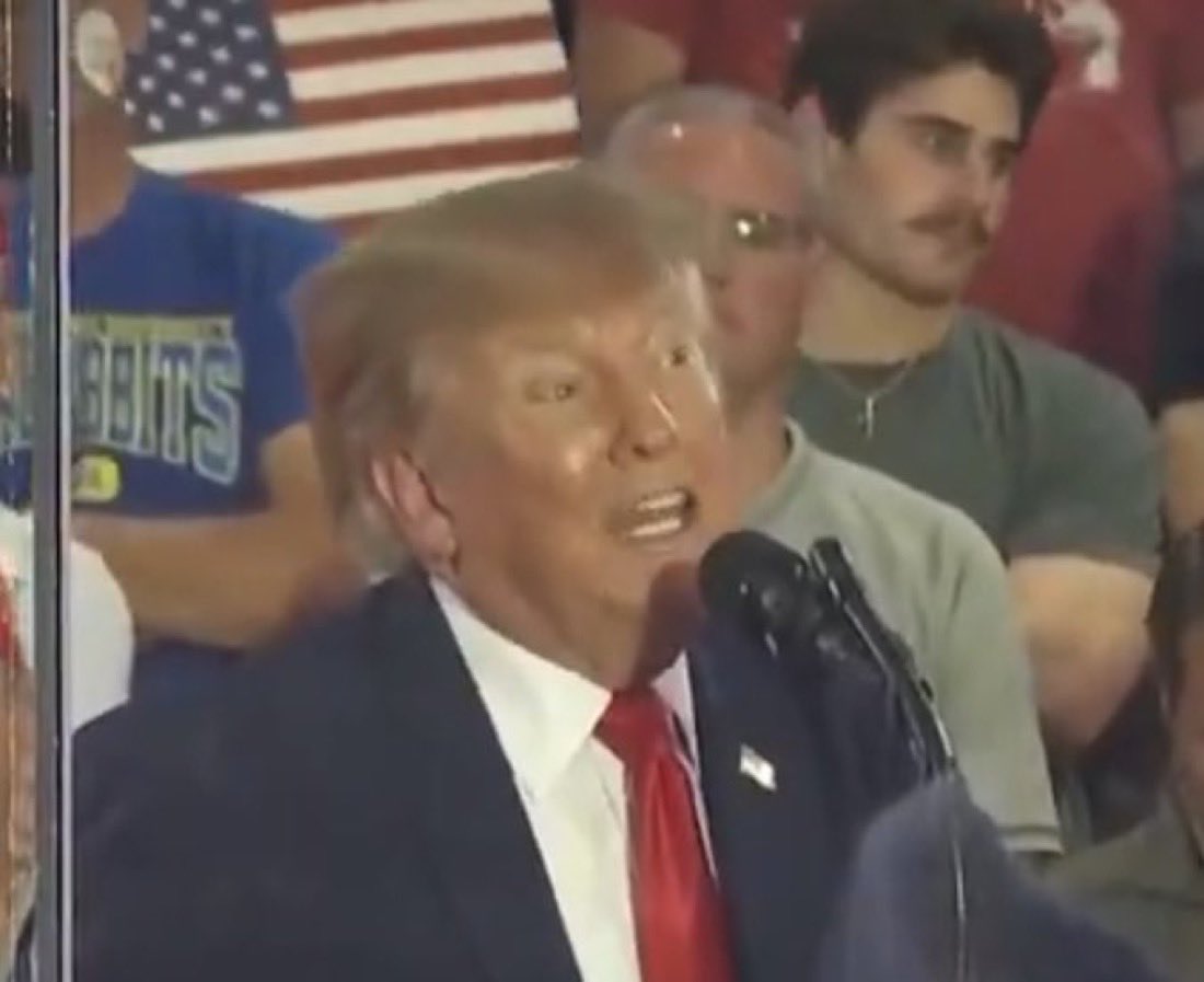 Image in @sneako's post: He’s malfunctioning on stage daily now. America deserves leadership that isn’t so obviously mentall…