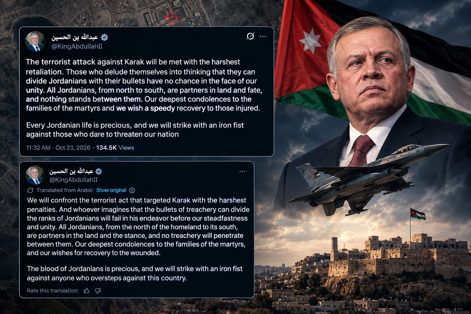 Image in @MarioNawfal's post: 🇯🇴 King Abdullah vows IRON FIST after church attack in Jordan
The king said the shooting at a Gree…