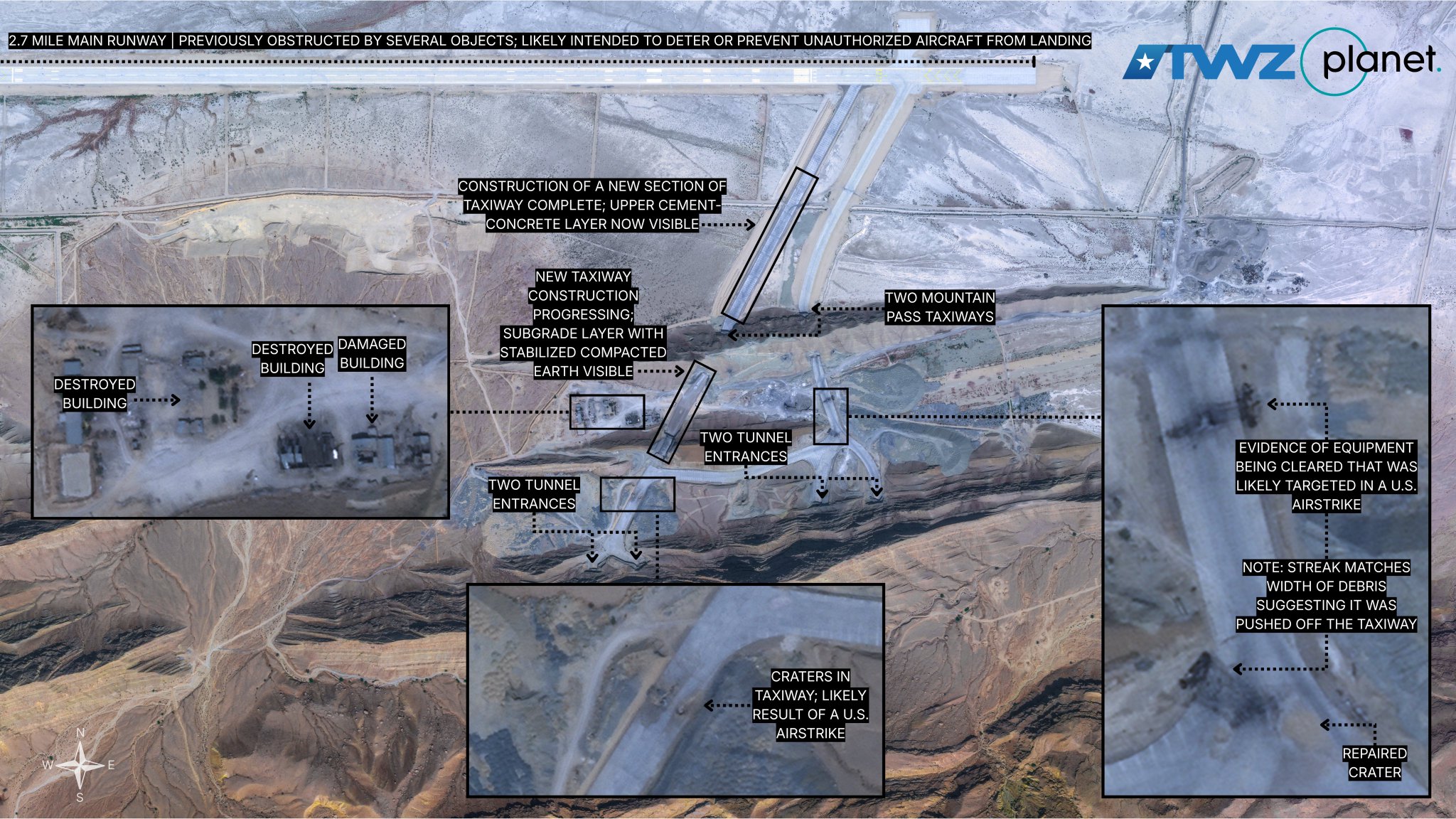 Image in @MarioNawfal's post: 🚨🇮🇷 Iran keeps REBUILDING the MOUNTAIN
Satellite imagery shows construction STILL MOVING at Eagle …