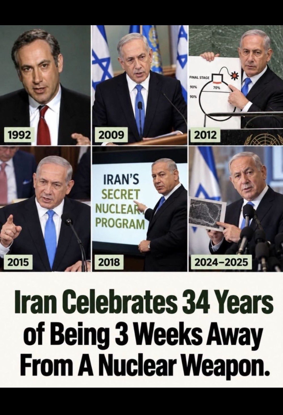 Image in @ATXRebel007's reply: @MarioNawfal Churchill didn’t keep saying the same line for 30 years!!! We don’t believe you! Liar!…