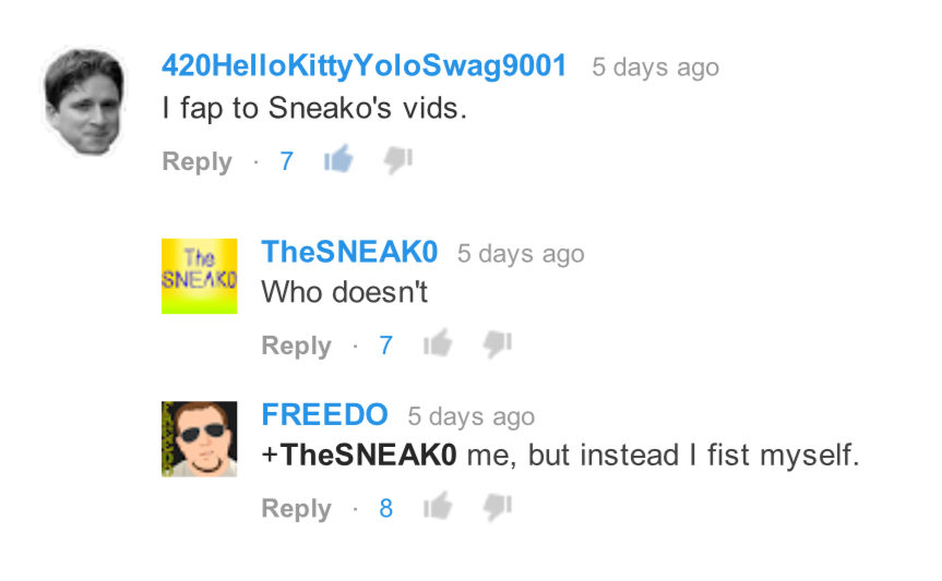 Image in @sneako's post: Pretty much sums up my channel @xFREEEDO http://t.co/fDbNK3OWVN