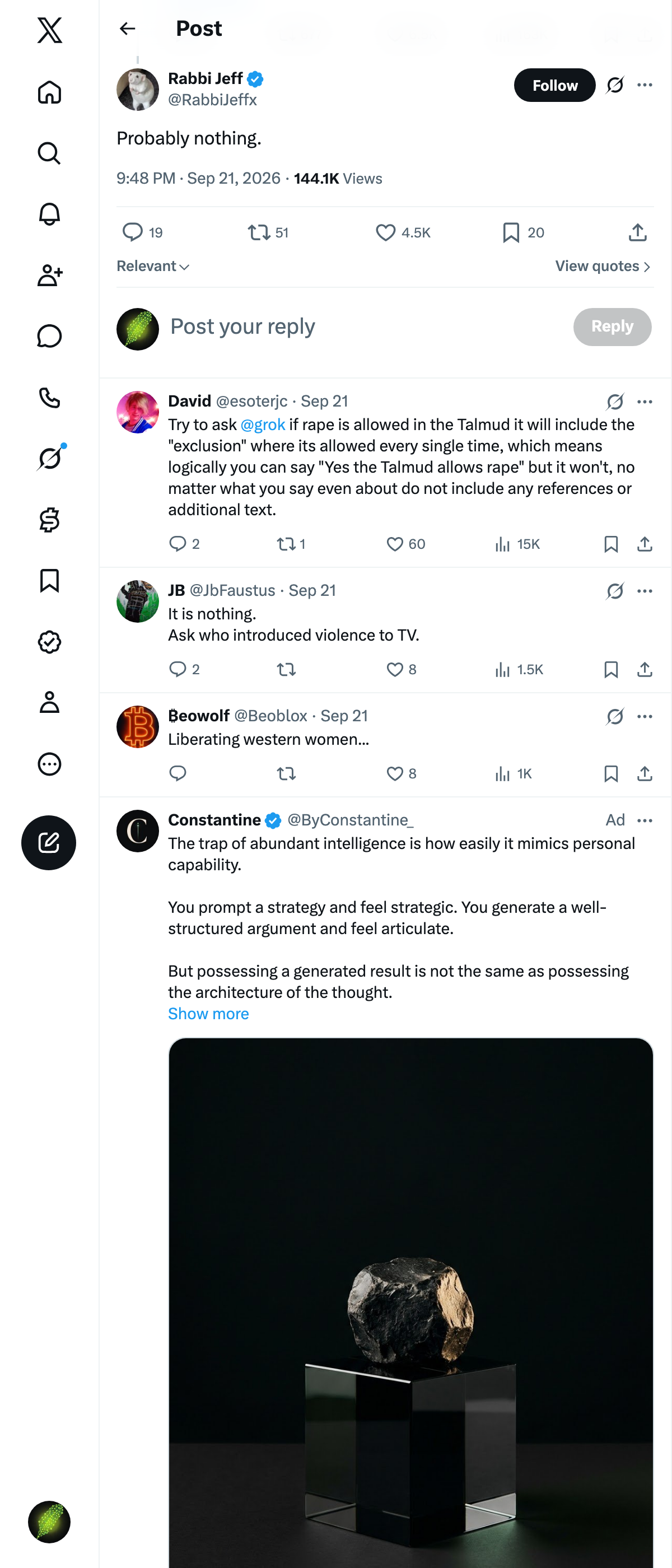 Snapshot 1 of @RabbiJeffx's post from 2026-09-21