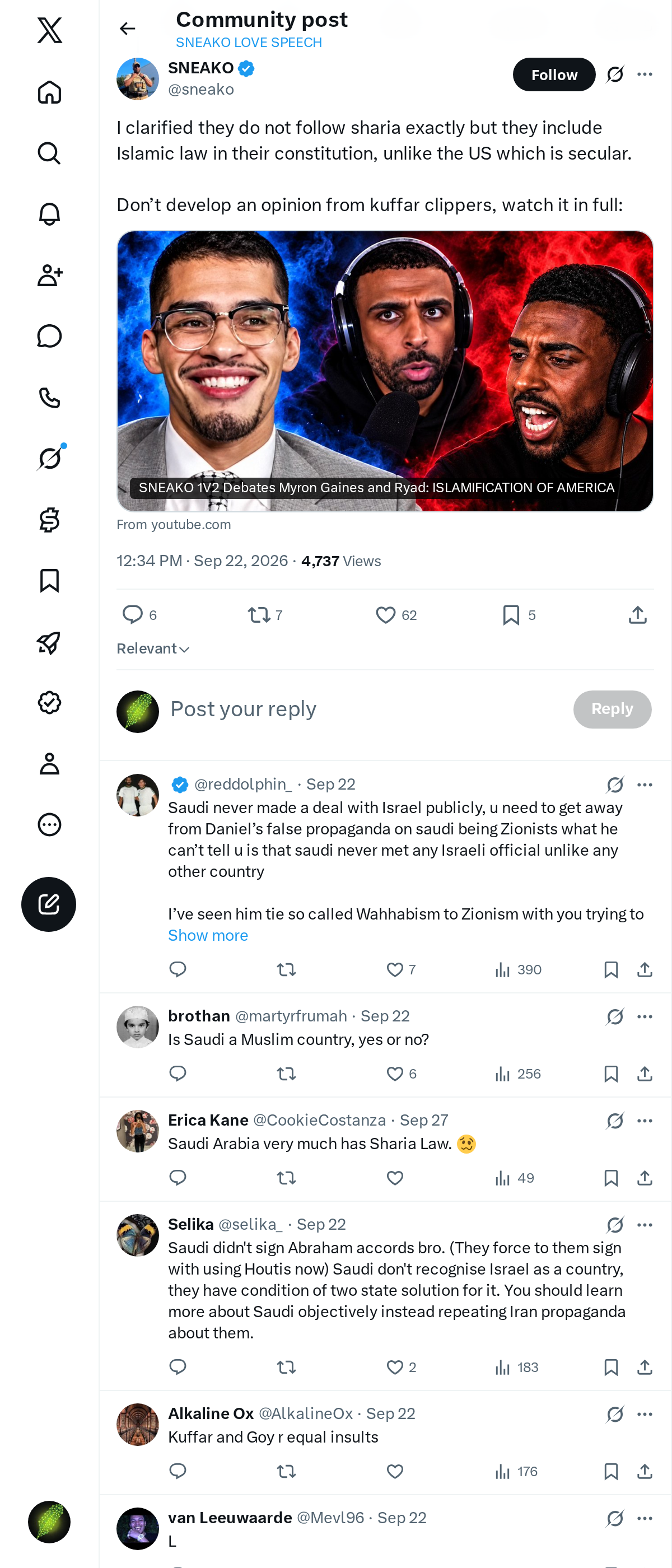 Snapshot 1 of @sneako's post from 2026-09-22