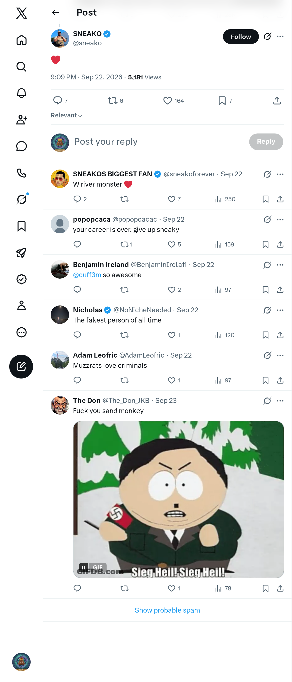 Snapshot 1 of @sneako's post from 2026-09-22