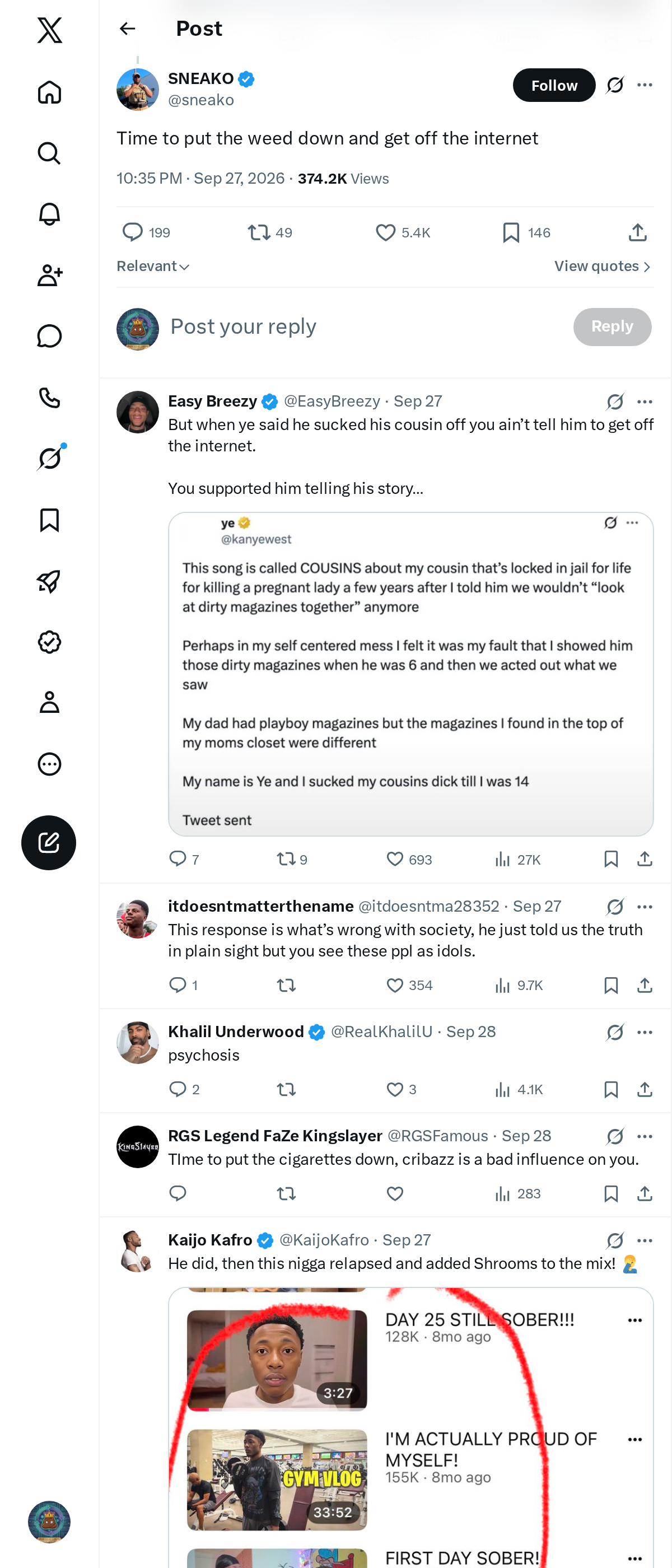 Snapshot 1 of @sneako's post from 2026-09-27
