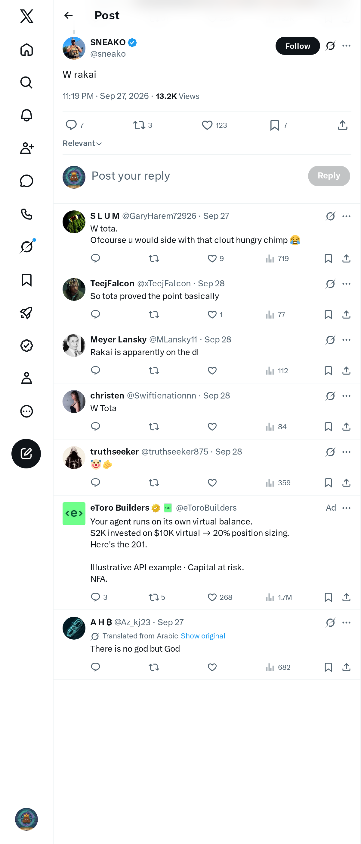 Snapshot 1 of @sneako's post from 2026-09-27