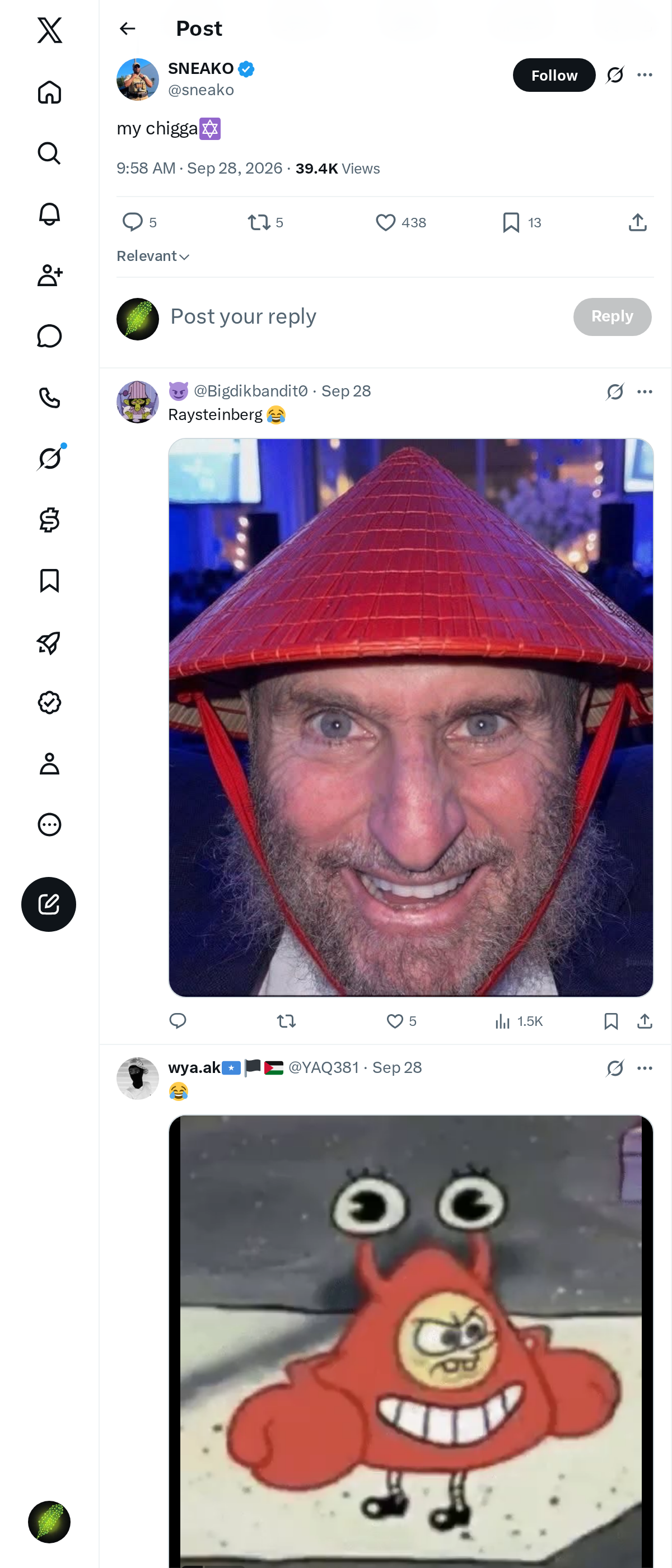 Snapshot 1 of @sneako's post from 2026-09-28