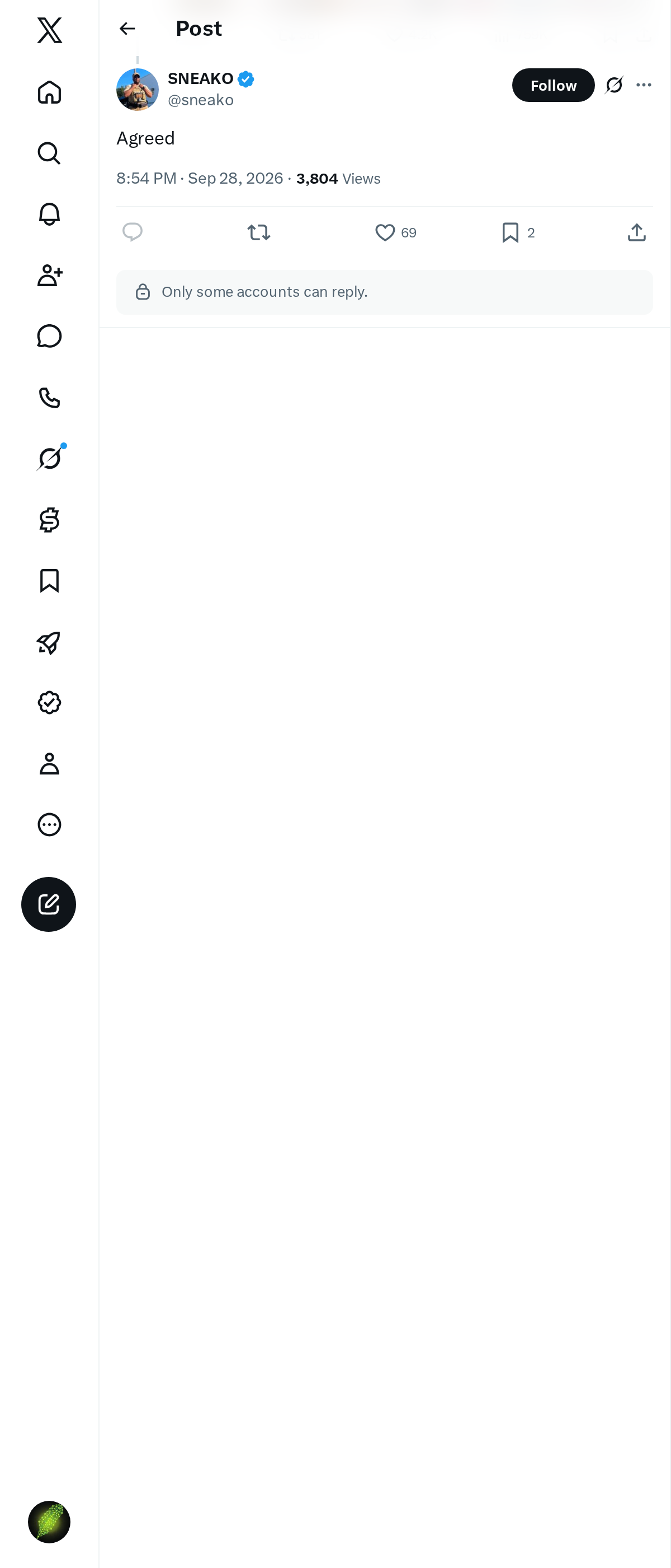Snapshot 1 of @sneako's post from 2026-09-28