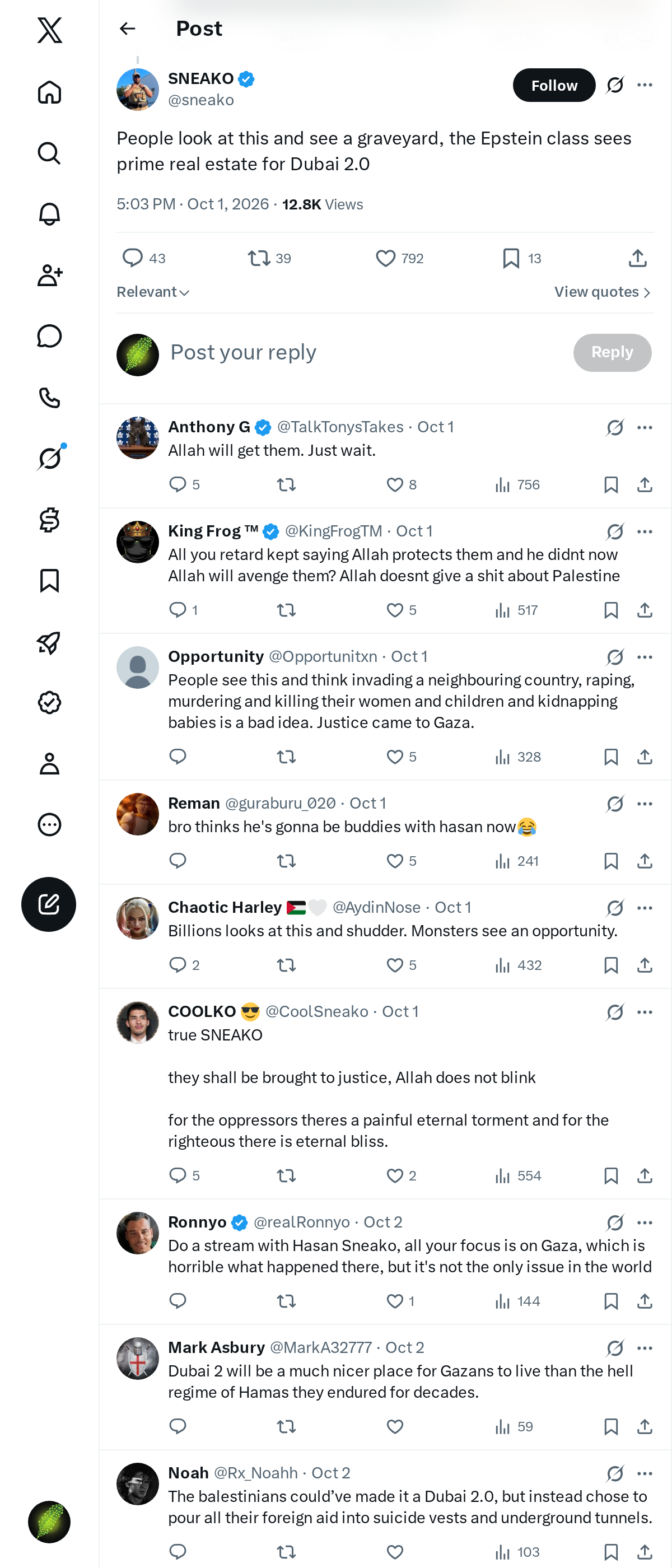 Snapshot 1 of @sneako's post from 2026-10-01