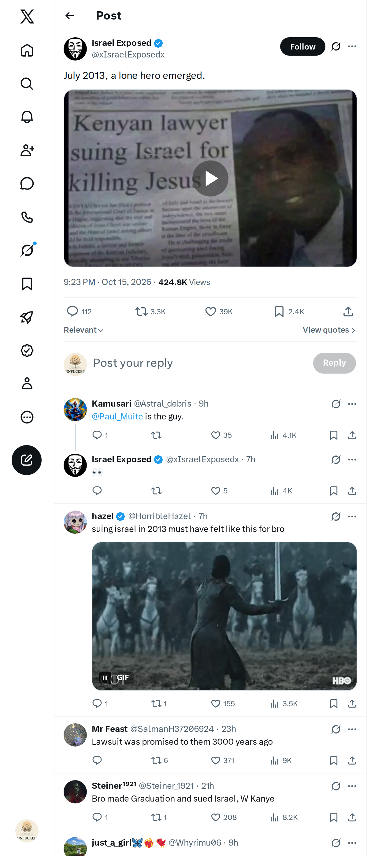 Snapshot 2 of @xIsraelExposedx's post from 2026-10-15