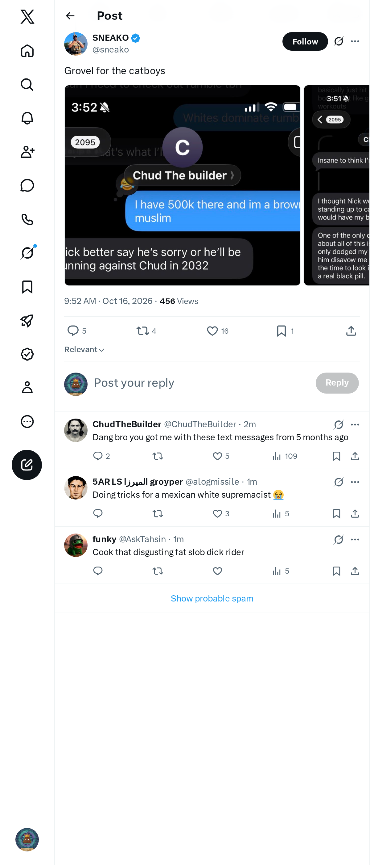 Snapshot 1 of @sneako's post from 2026-10-16