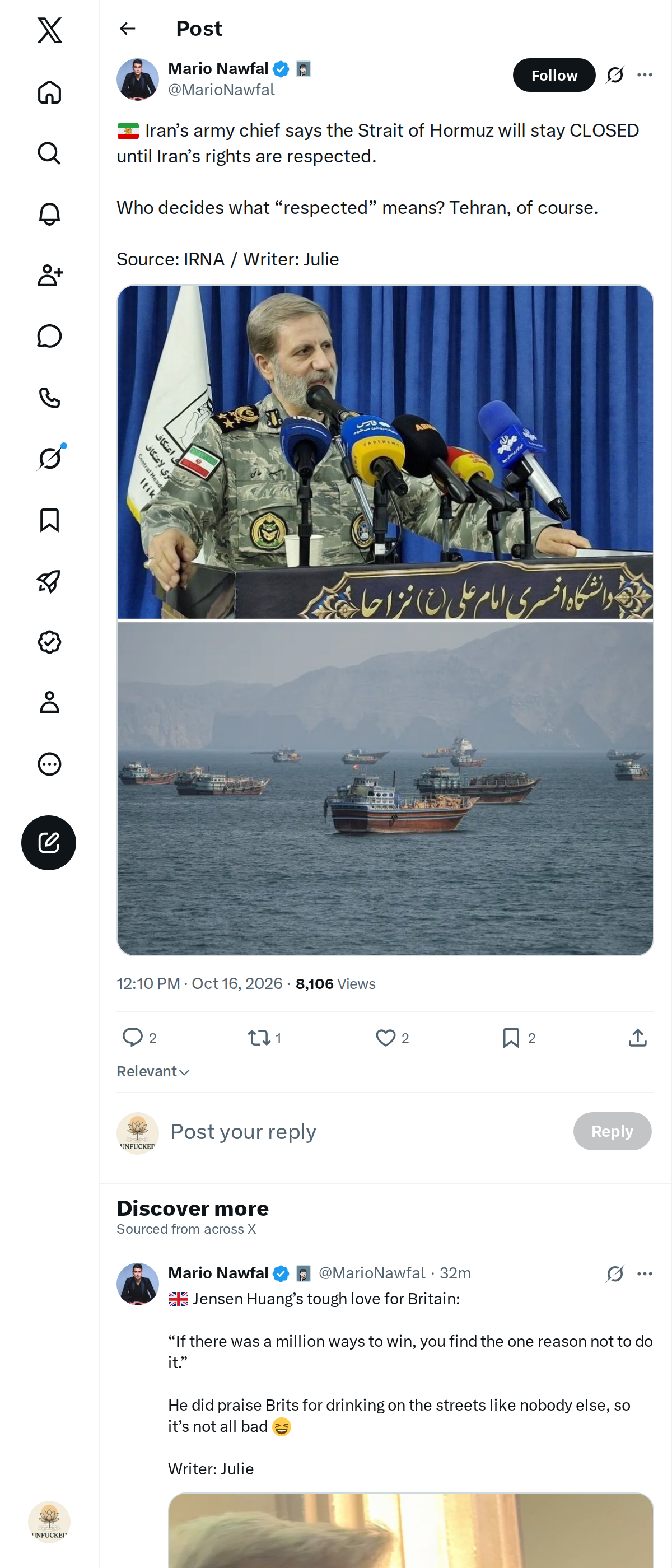 Snapshot 1 of @MarioNawfal's post from 2026-10-16