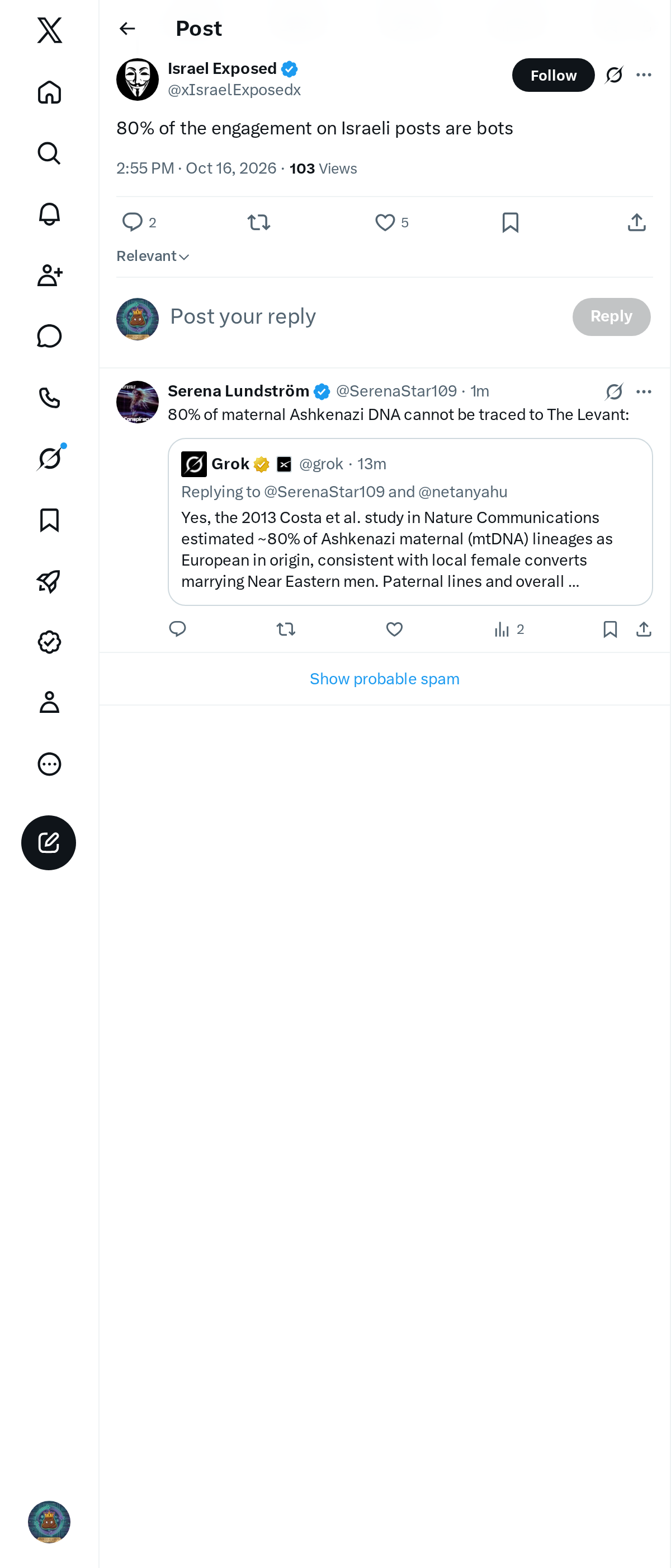 Snapshot 1 of @xIsraelExposedx's post from 2026-10-16