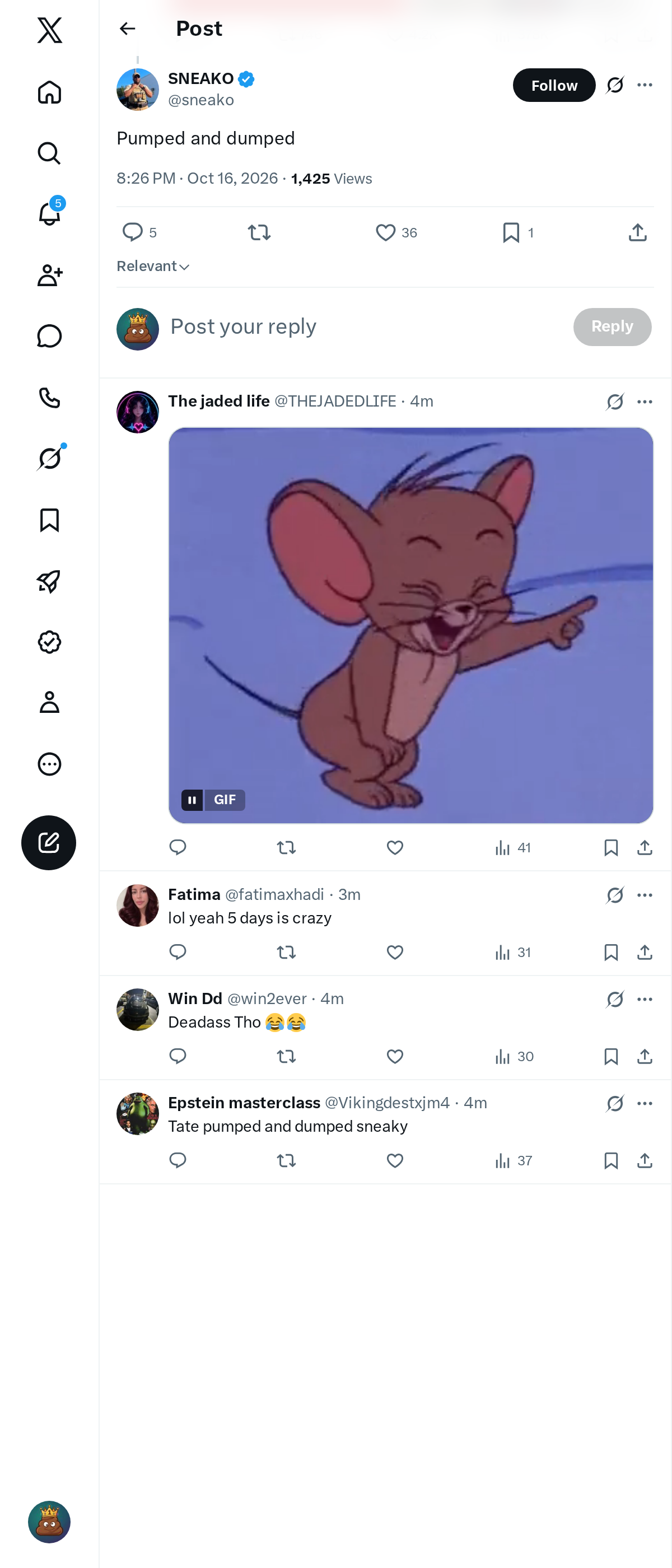 Snapshot 1 of @sneako's post from 2026-10-16