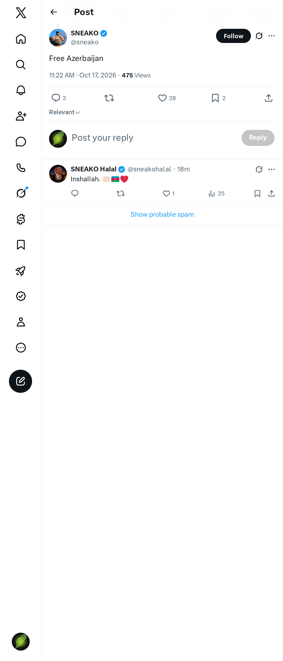 Snapshot 1 of @sneako's post from 2026-10-17