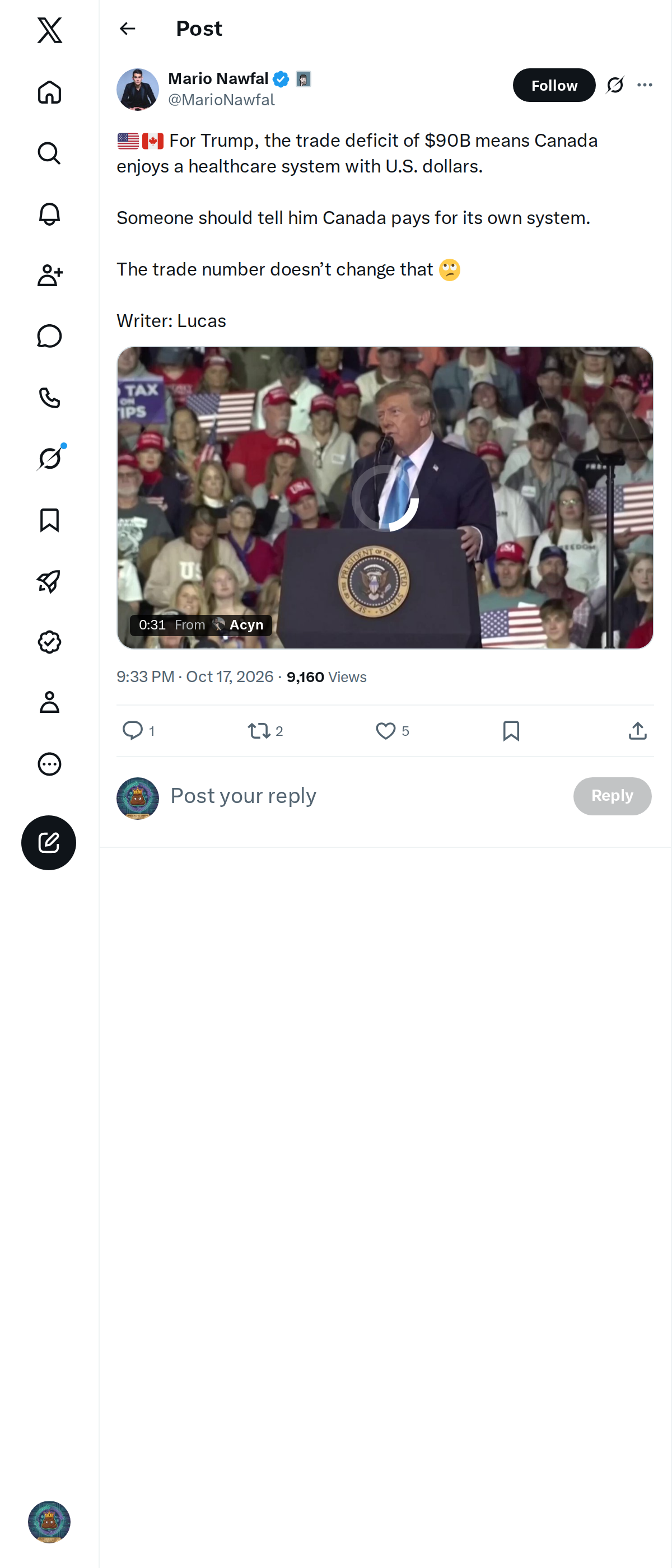 Snapshot 1 of @MarioNawfal's post from 2026-10-17