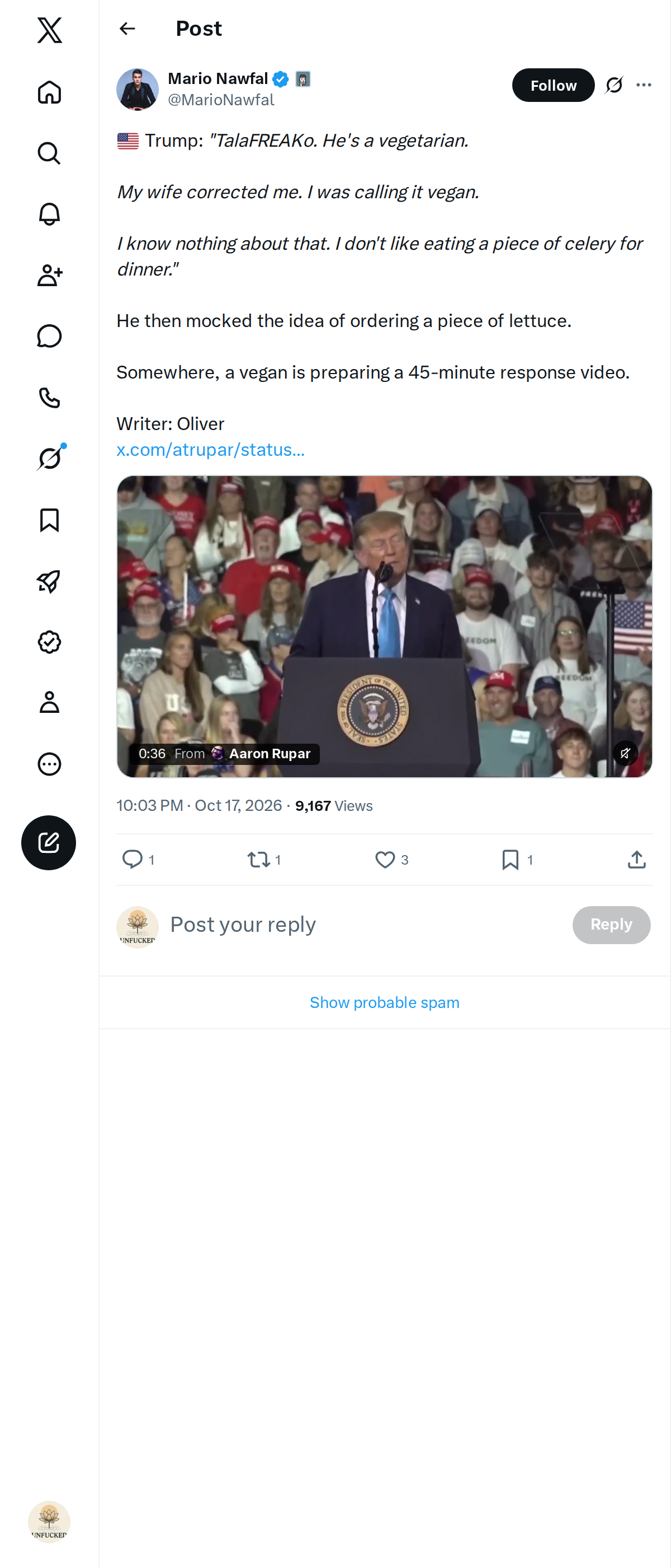 Snapshot 1 of @MarioNawfal's post from 2026-10-17