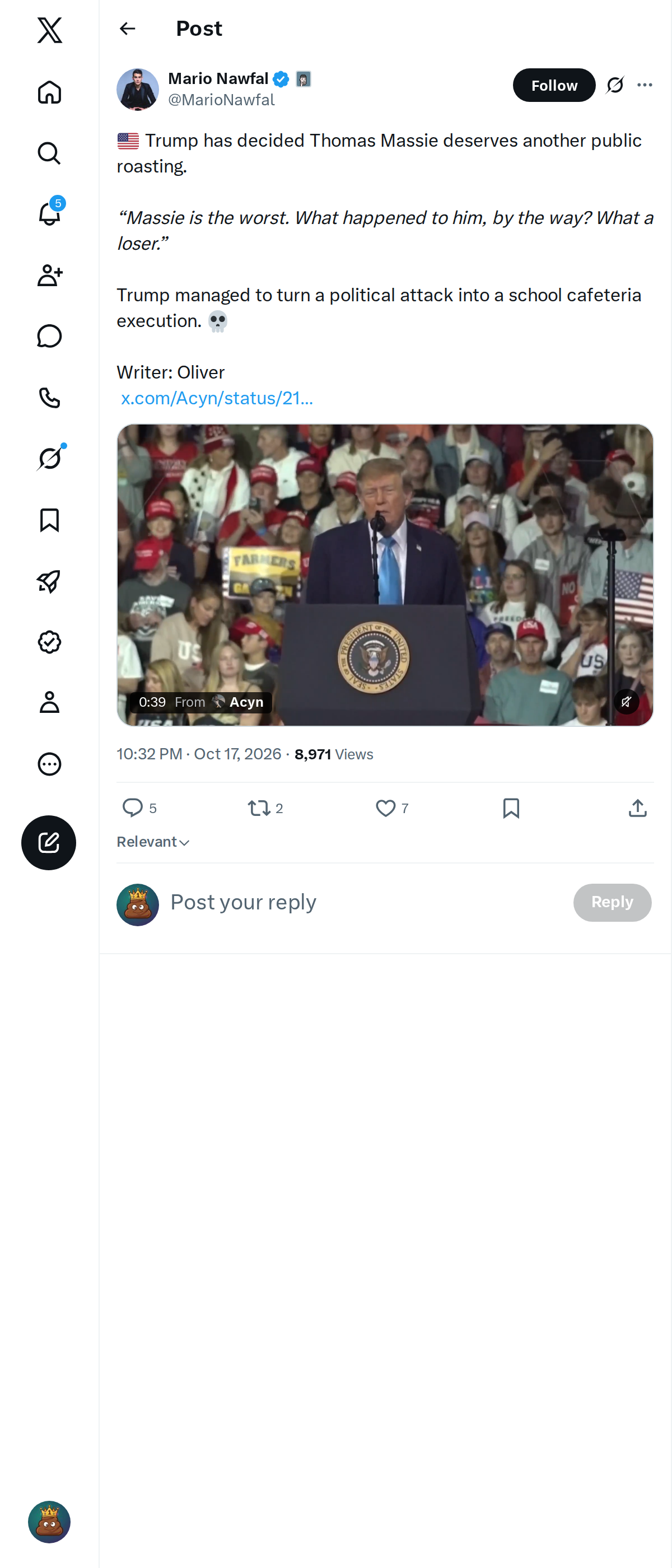 Snapshot 1 of @MarioNawfal's post from 2026-10-17