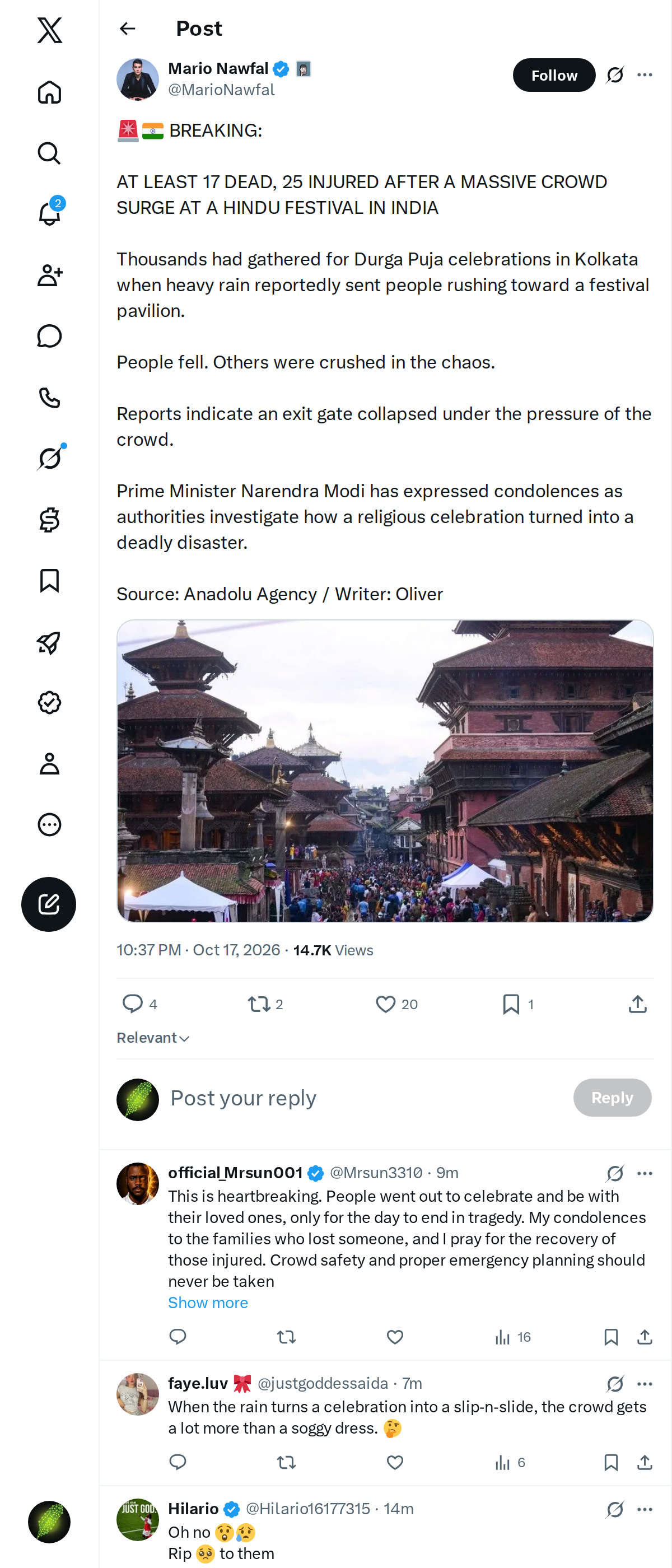 Snapshot 1 of @MarioNawfal's post from 2026-10-17
