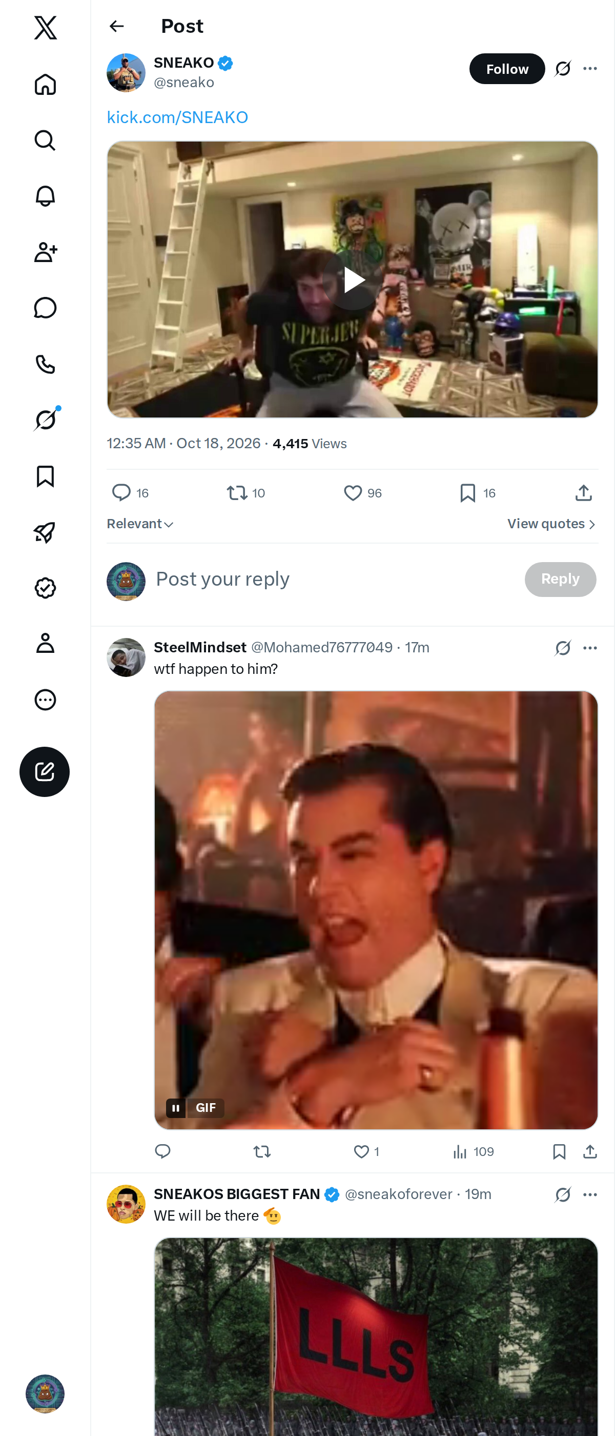 Snapshot 1 of @sneako's post from 2026-10-17