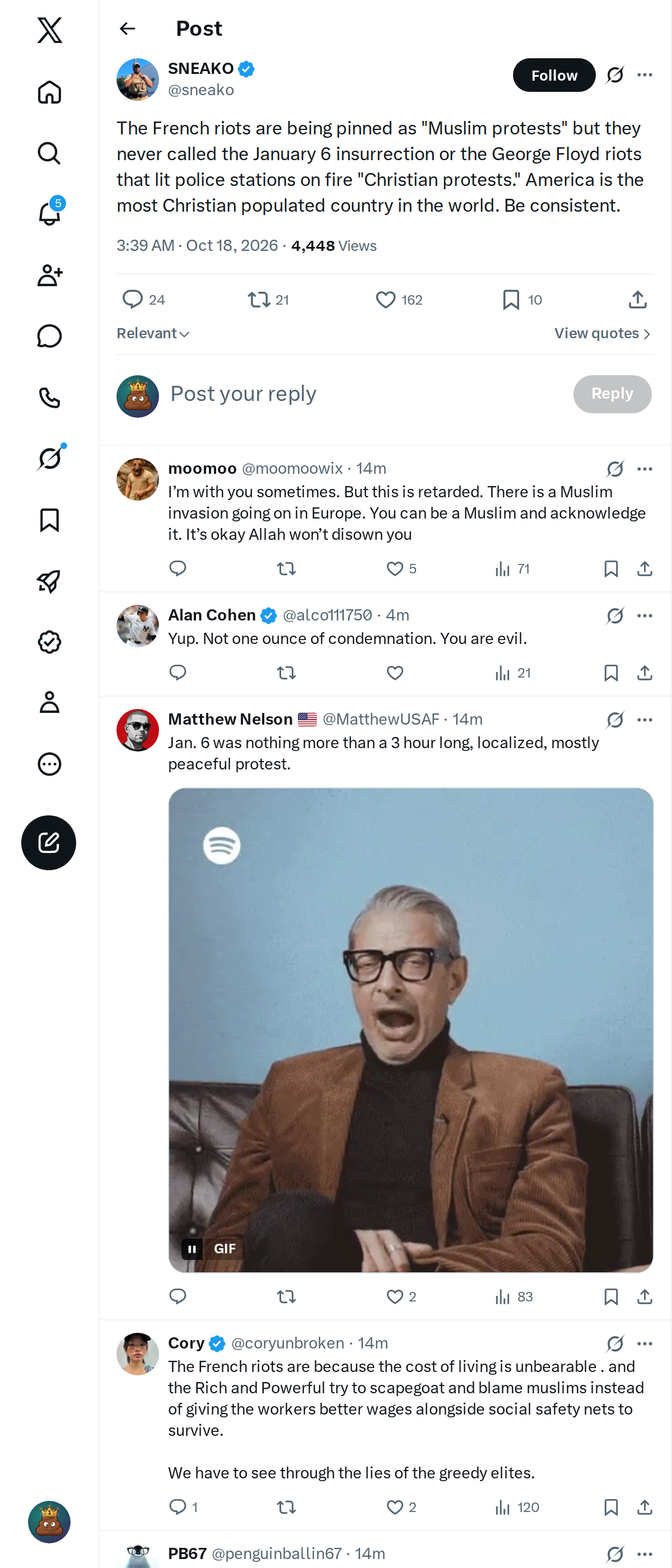 Snapshot 1 of @sneako's post from 2026-10-18
