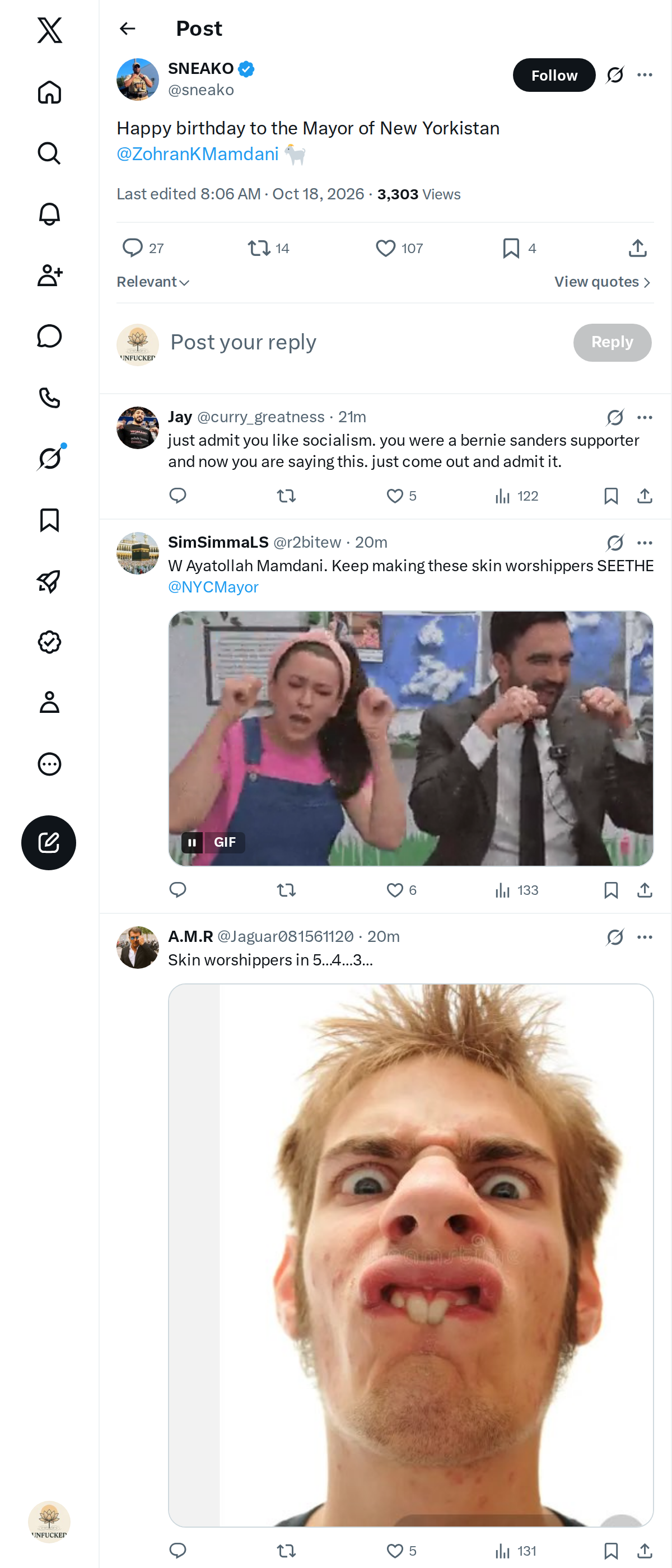 Snapshot 1 of @sneako's post from 2026-10-18