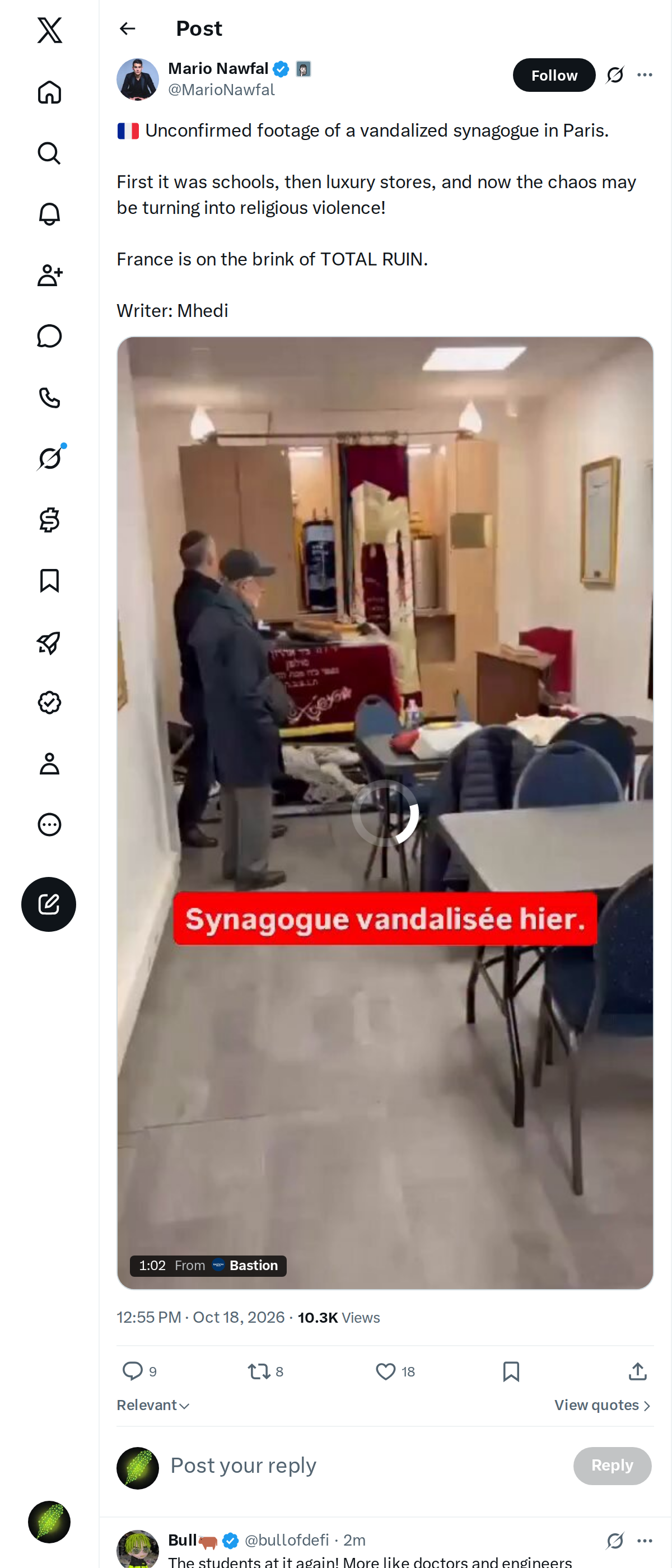 Snapshot 1 of @MarioNawfal's post from 2026-10-18