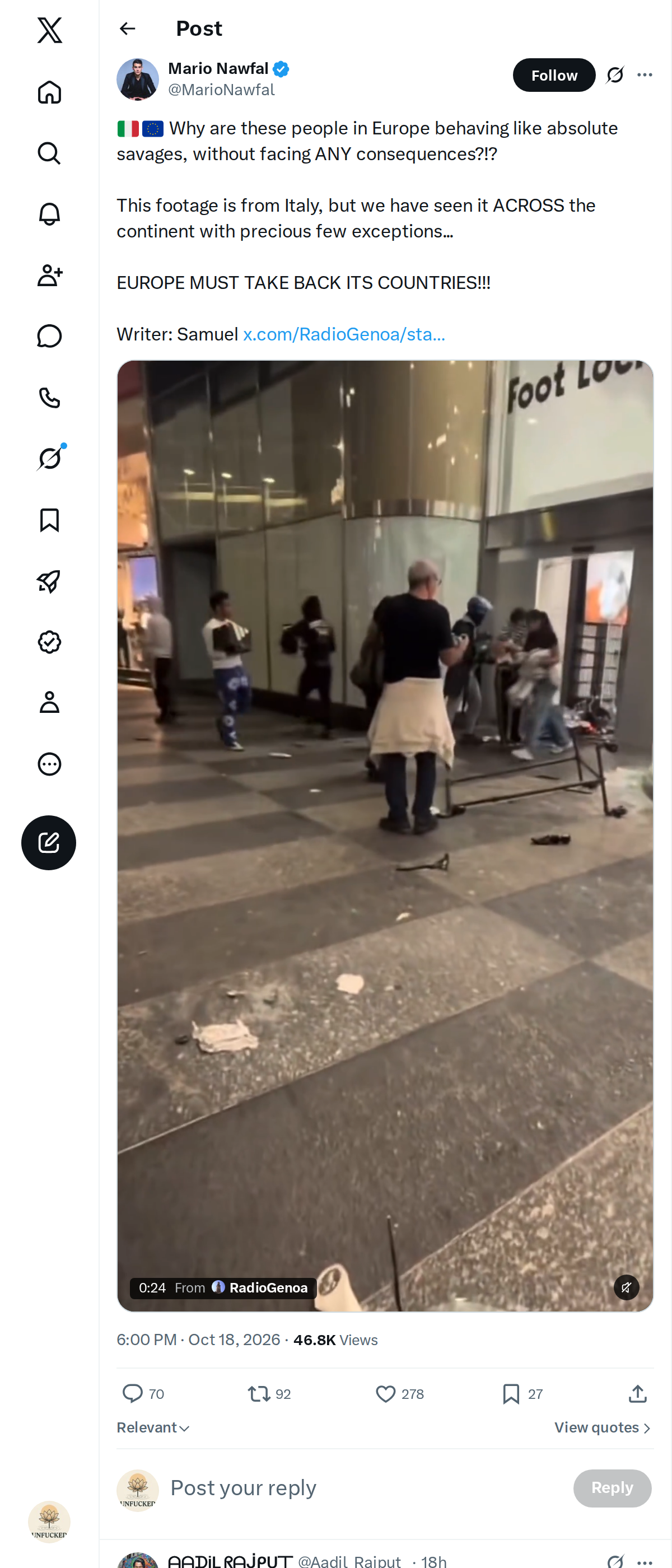 Snapshot 2 of @MarioNawfal's post from 2026-10-18