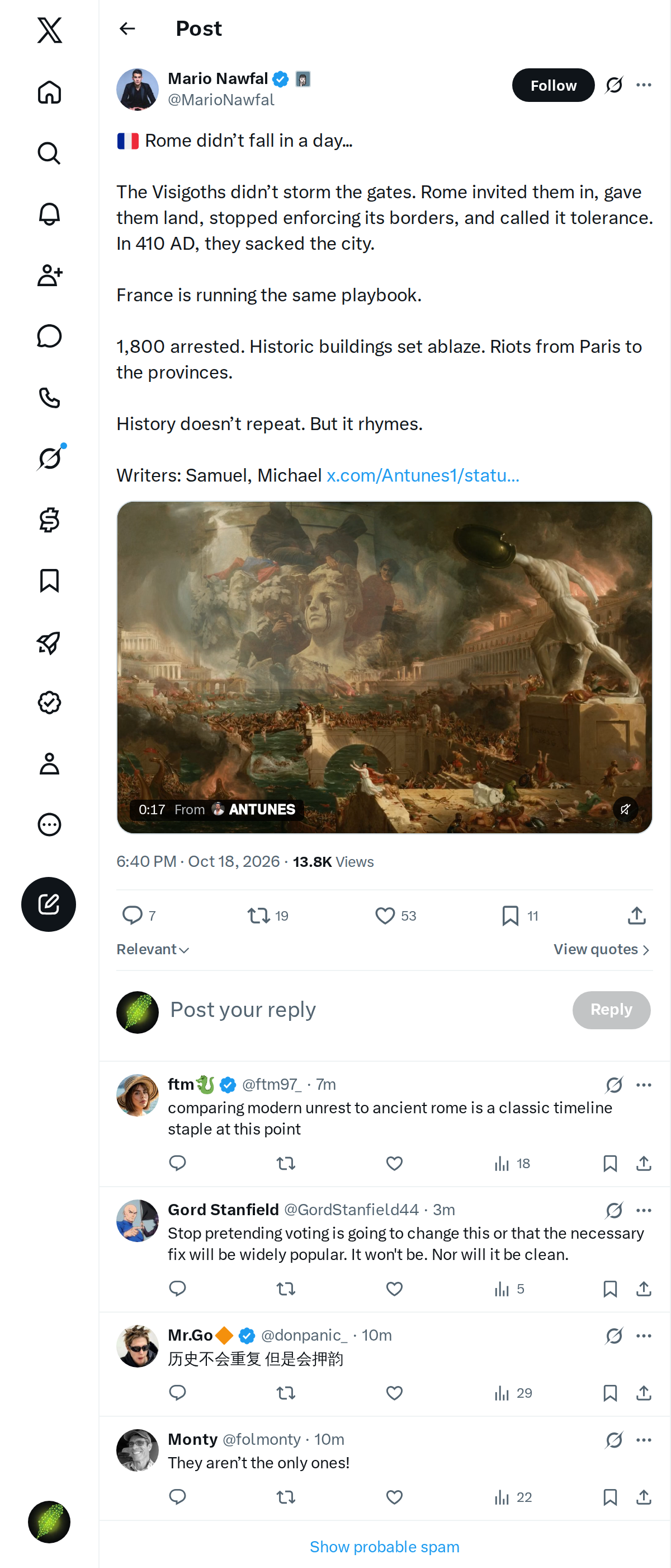 Snapshot 1 of @MarioNawfal's post from 2026-10-18