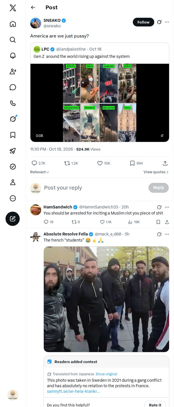 Snapshot 2 of @sneako's post from 2026-10-18