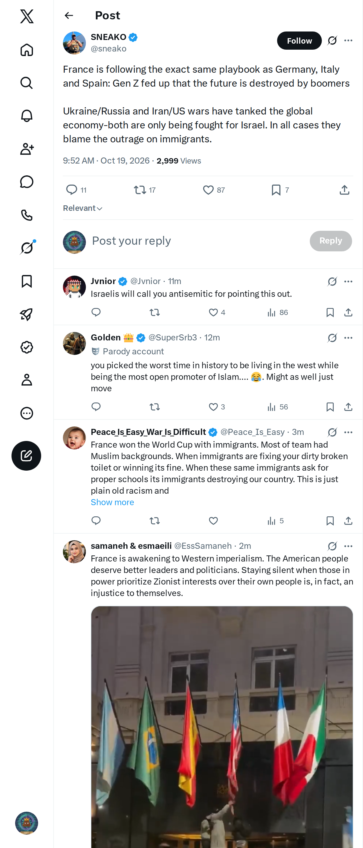 Snapshot 1 of @sneako's post from 2026-10-19