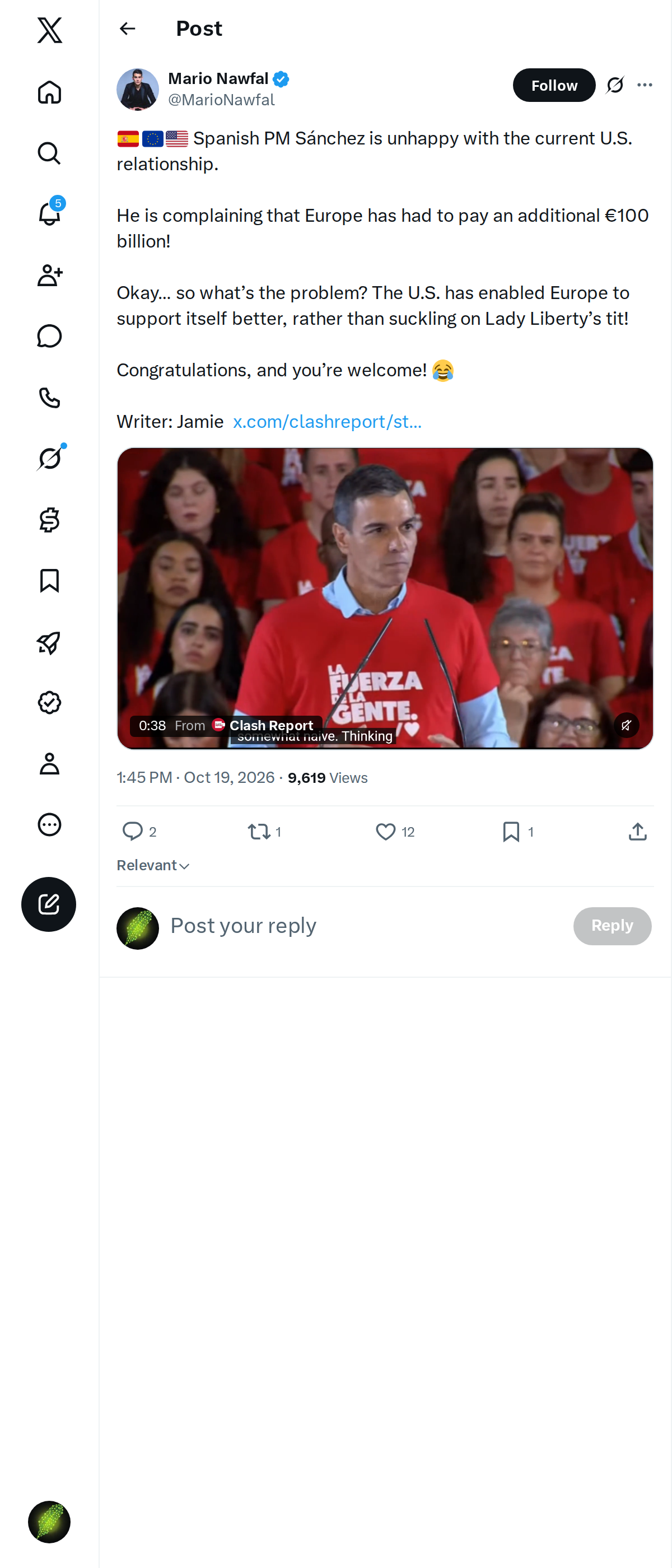 Snapshot 1 of @MarioNawfal's post from 2026-10-19