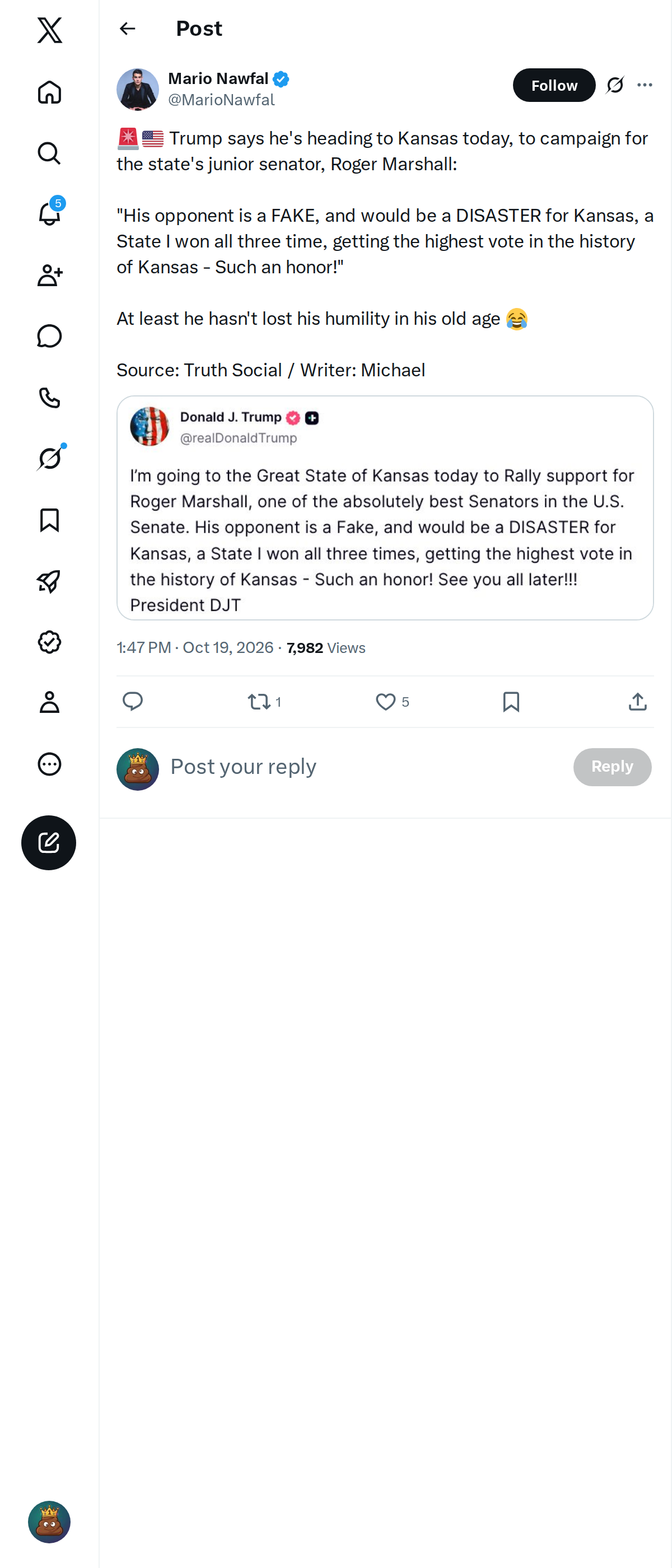 Snapshot 1 of @MarioNawfal's post from 2026-10-19