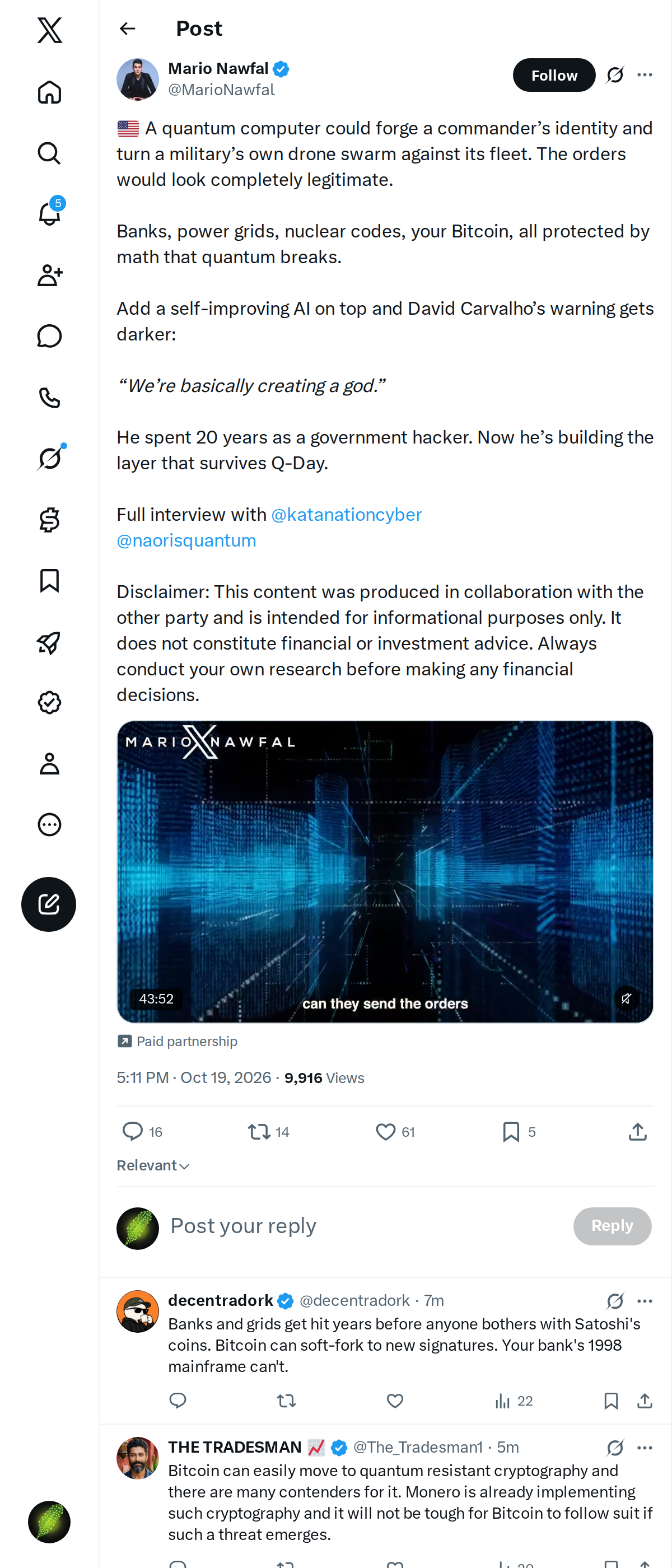 Snapshot 1 of @MarioNawfal's post from 2026-10-19