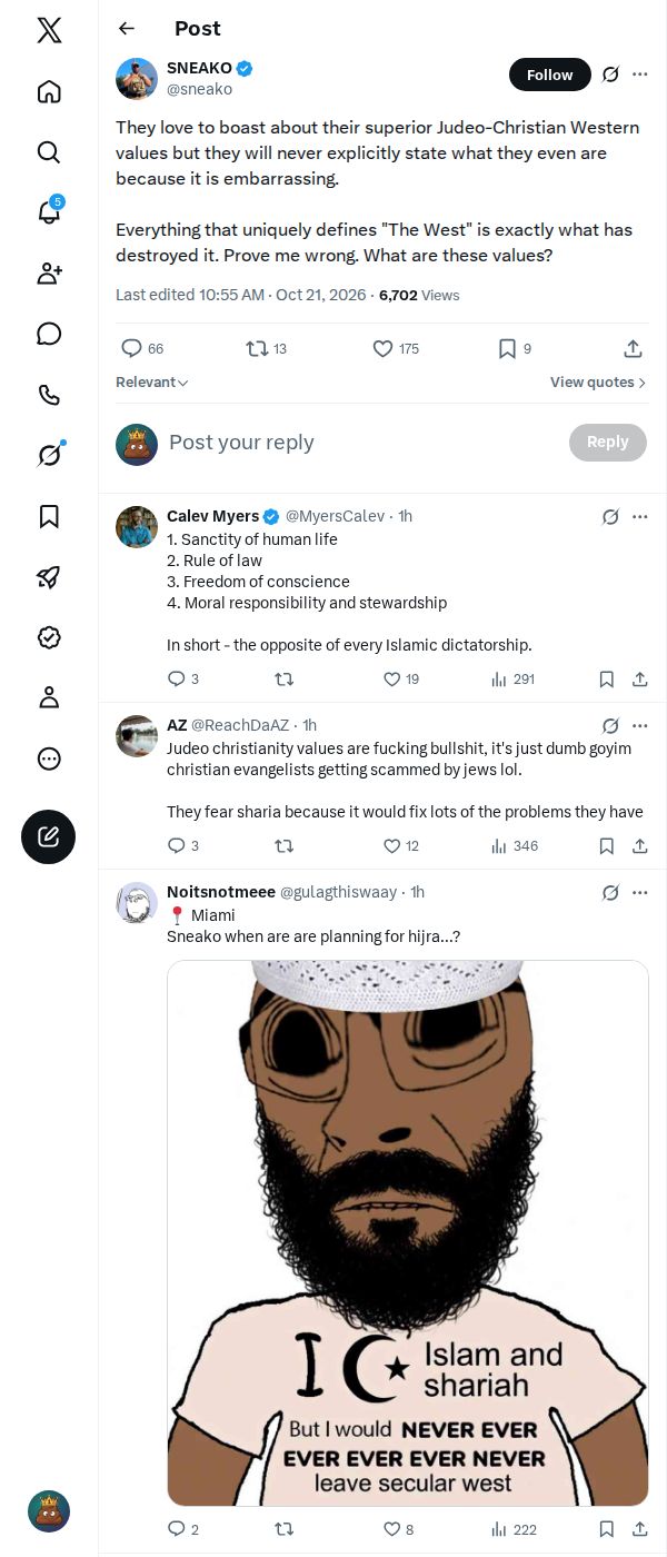 Snapshot 1 of @sneako's post from 2026-10-21