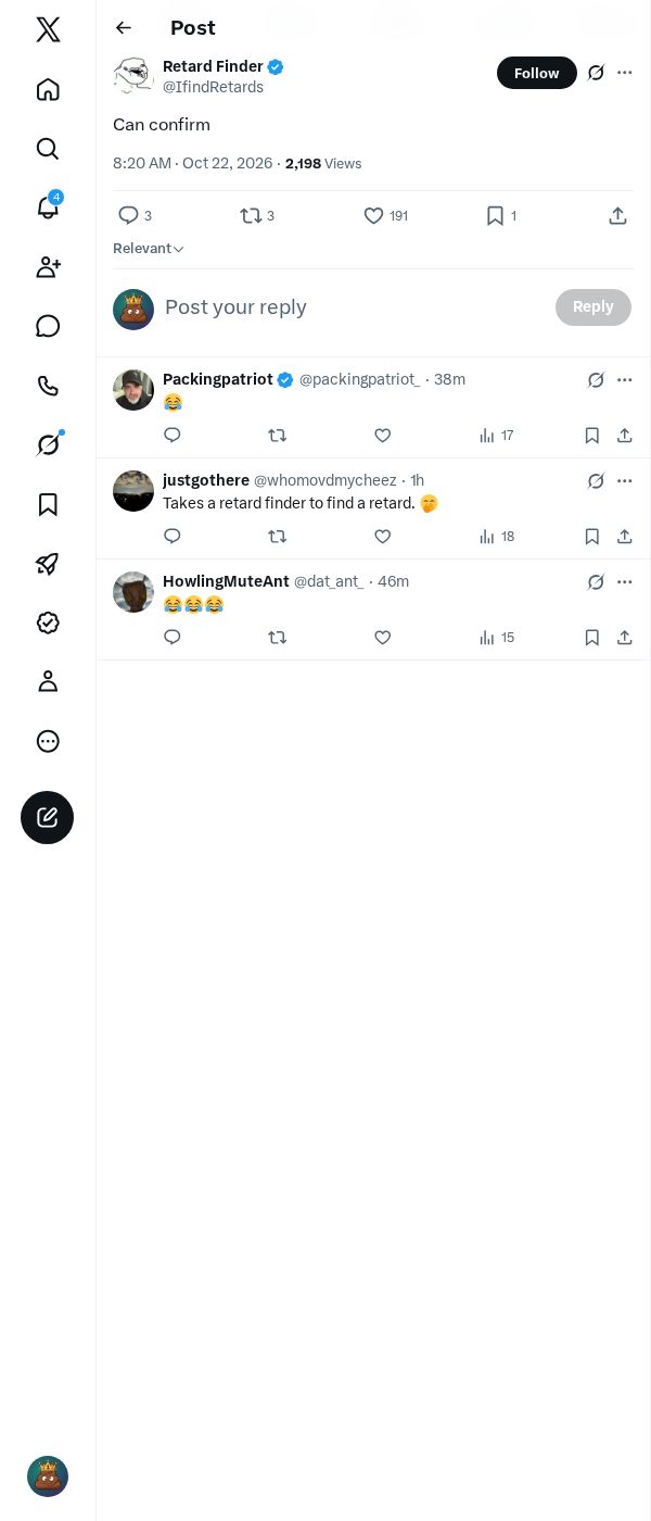 Snapshot 1 of @IfindRetards's post from 2026-10-22