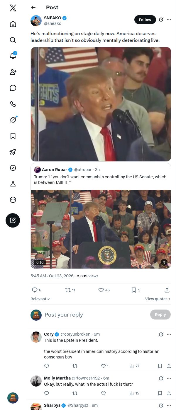 Snapshot 1 of @sneako's post from 2026-10-23