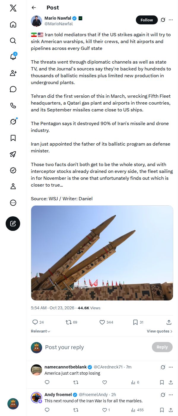 Snapshot 1 of @MarioNawfal's post from 2026-10-23