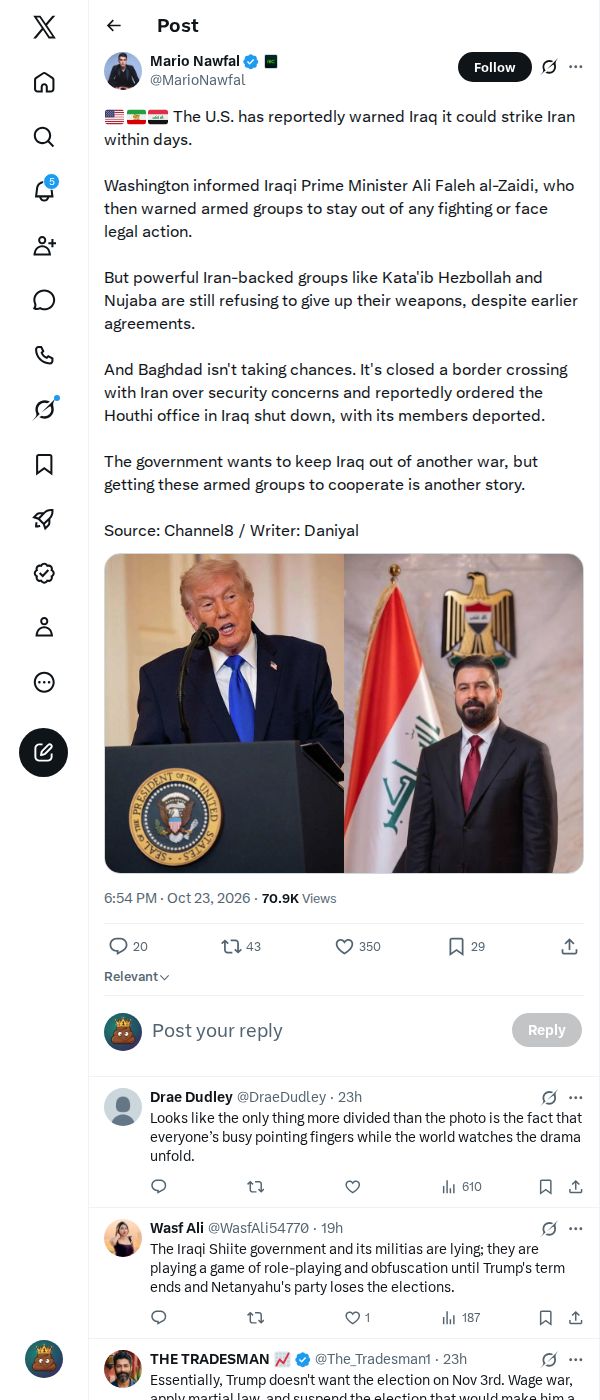Snapshot 2 of @MarioNawfal's post from 2026-10-23