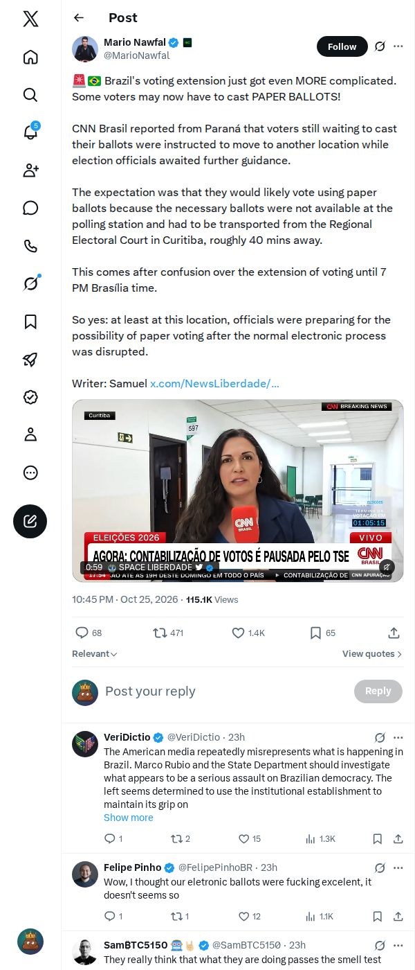 Snapshot 2 of @MarioNawfal's post from 2026-10-25
