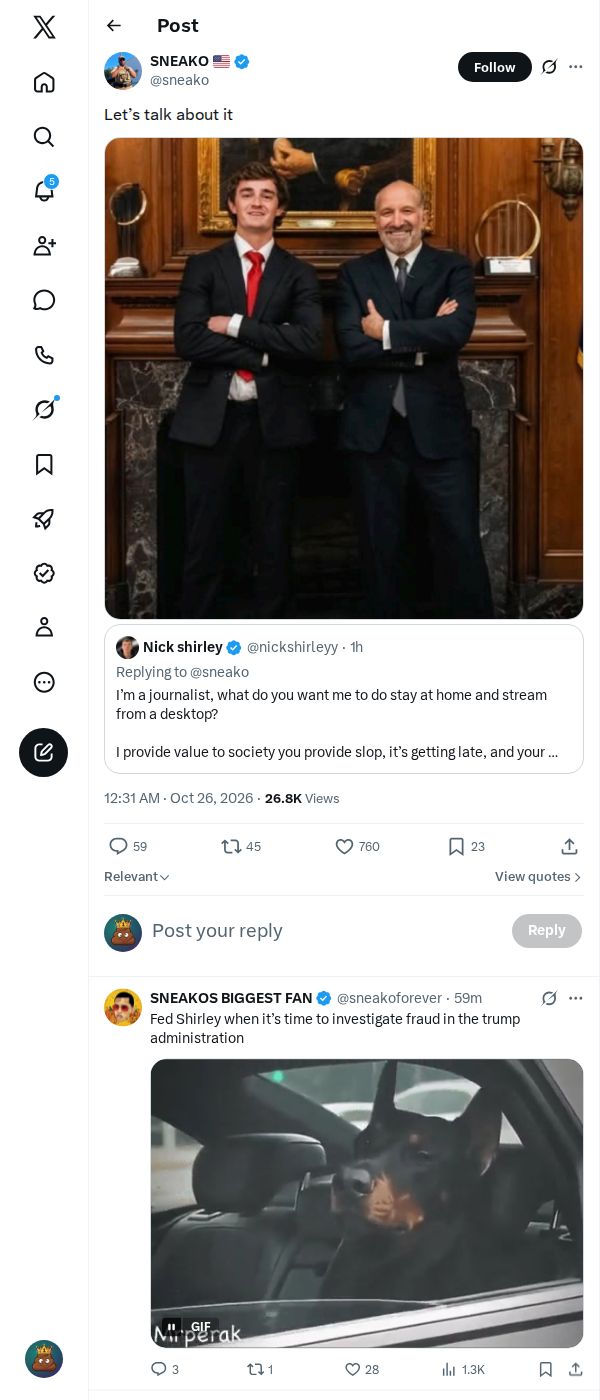 Snapshot 1 of @sneako's post from 2026-10-25